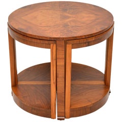 1920s Art Deco Vintage Walnut Nesting Coffee Table