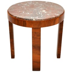 1920s Art Deco Walnut and Marble Coffee Table
