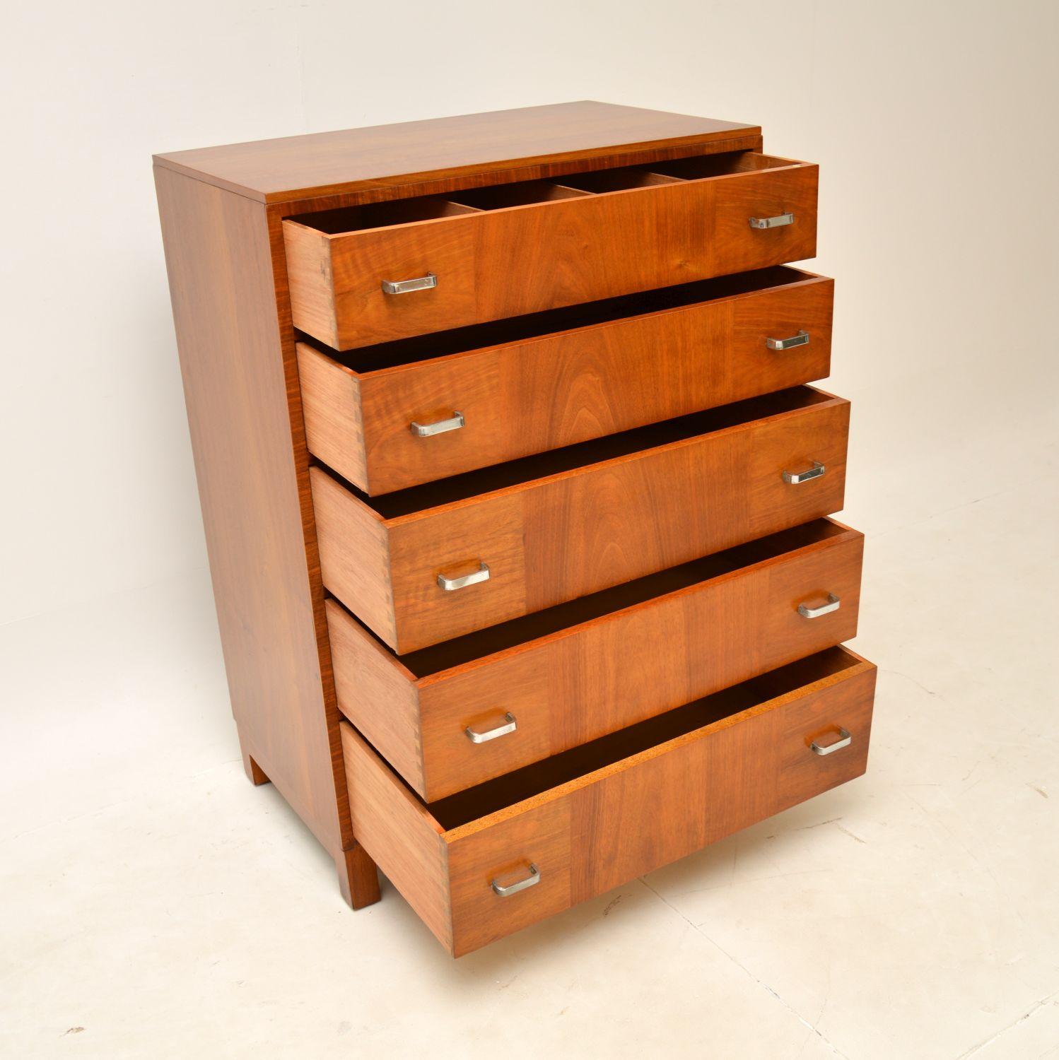 Early 20th Century 1920's Art Deco Walnut Chest of Drawers by Heal's