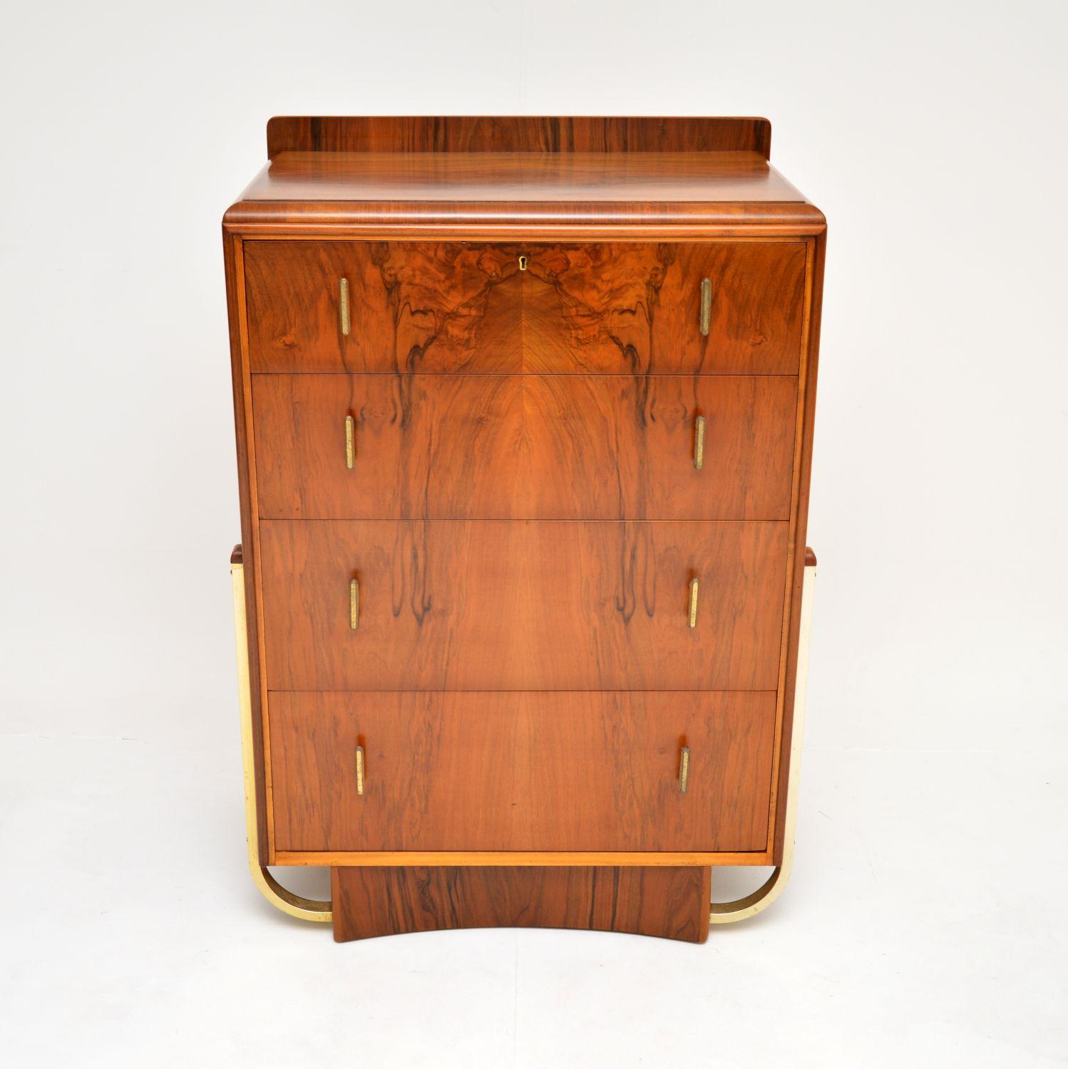 British 1920's Art Deco Walnut Chest of Drawers For Sale