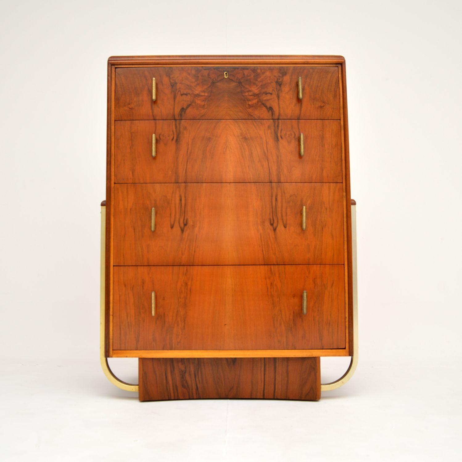 British 1920's Art Deco Walnut Chest of Drawers For Sale