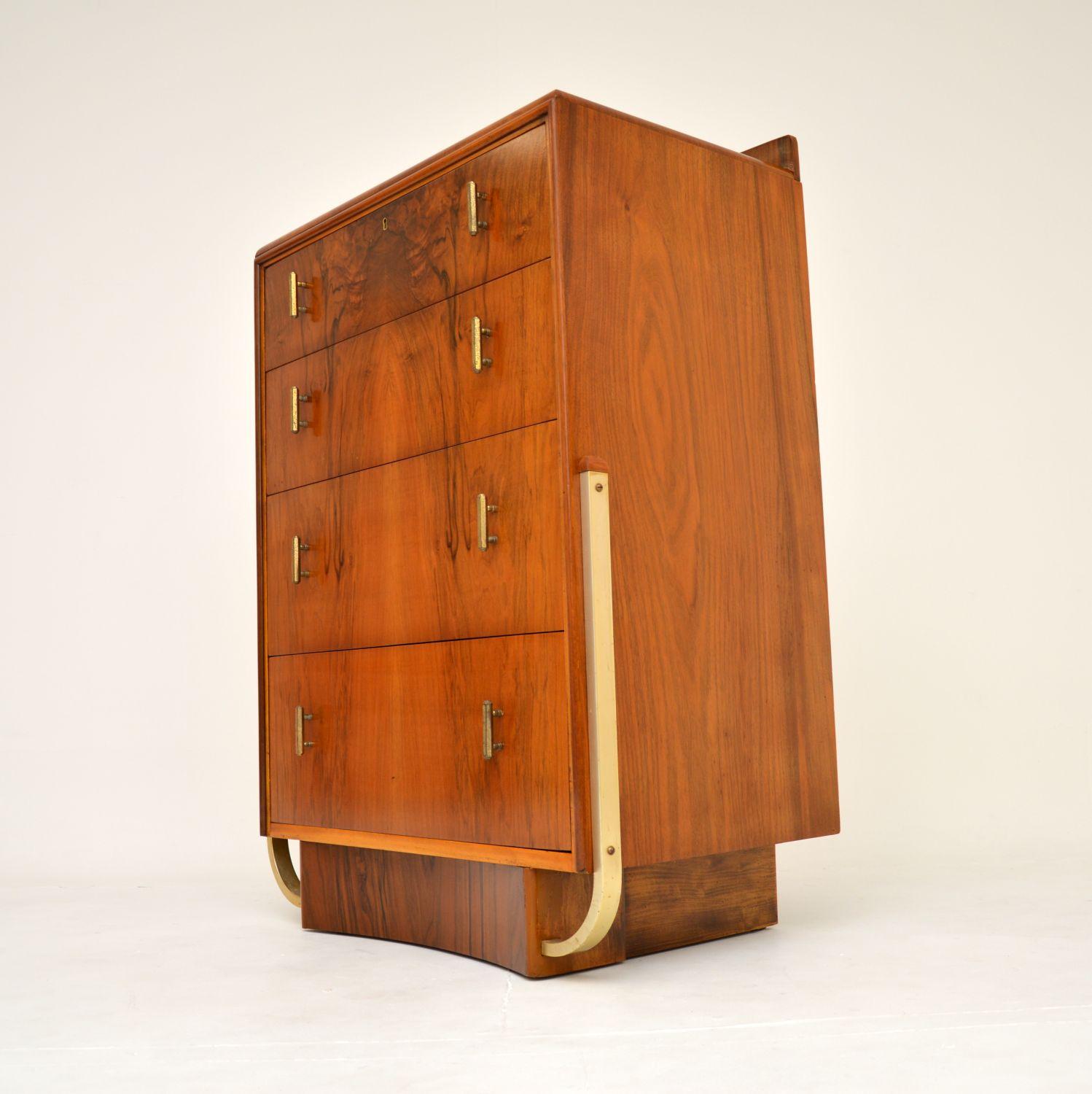 Early 20th Century 1920's Art Deco Walnut Chest of Drawers For Sale