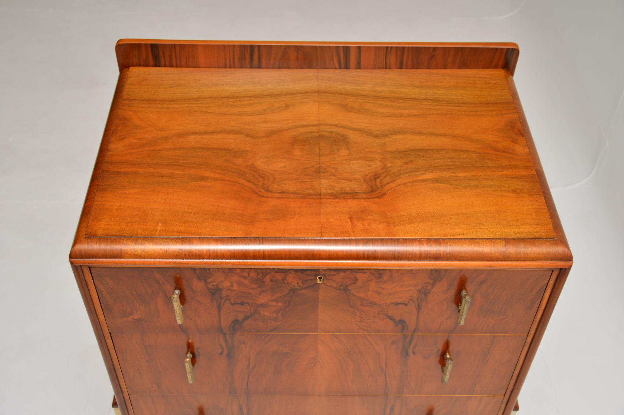 1920's Art Deco Walnut Chest of Drawers For Sale 1