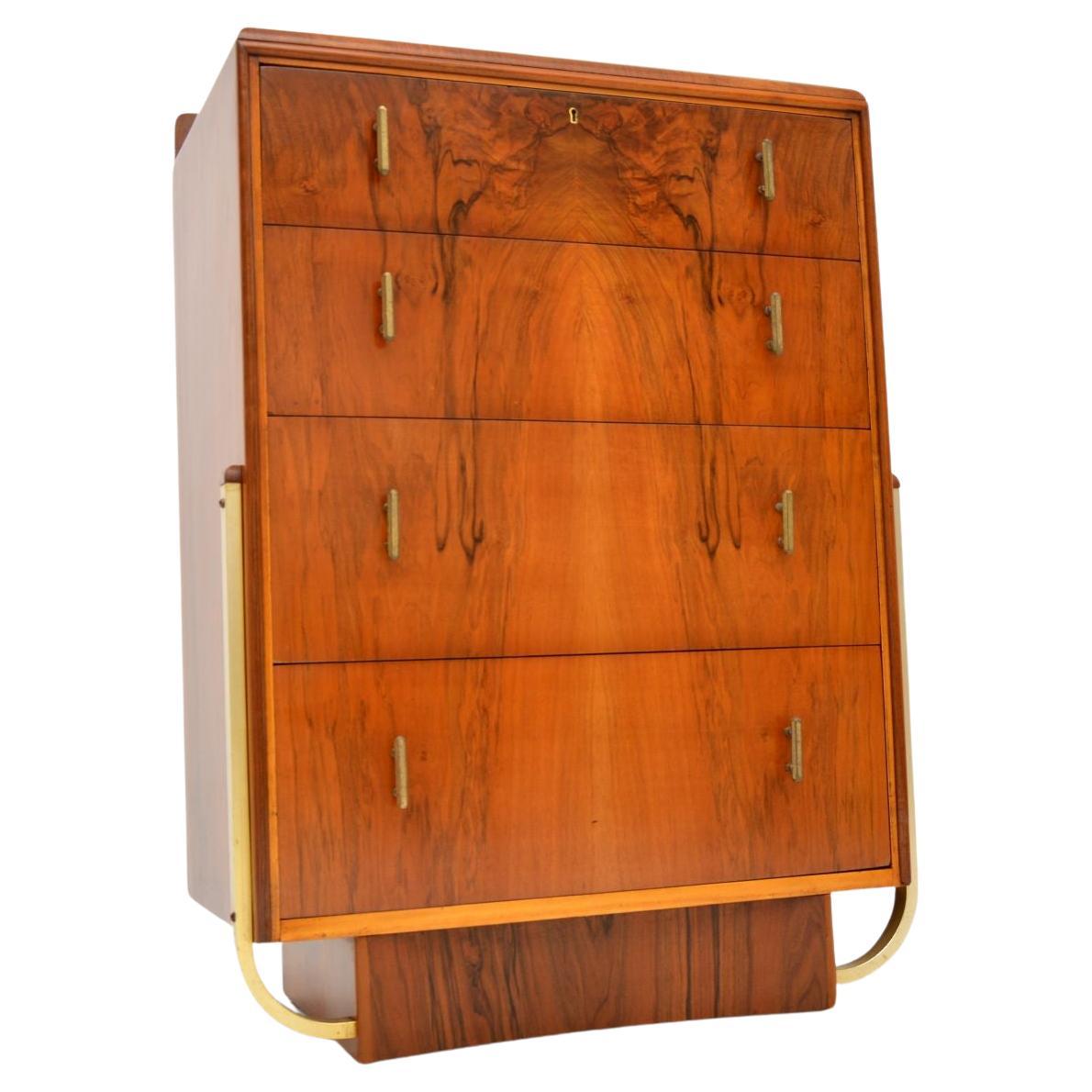 1920's Art Deco Walnut Chest of Drawers For Sale