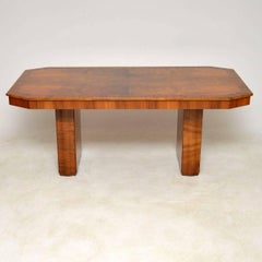 1920s Art Deco Walnut Dining Table and Six Cloud Back Dining Chairs