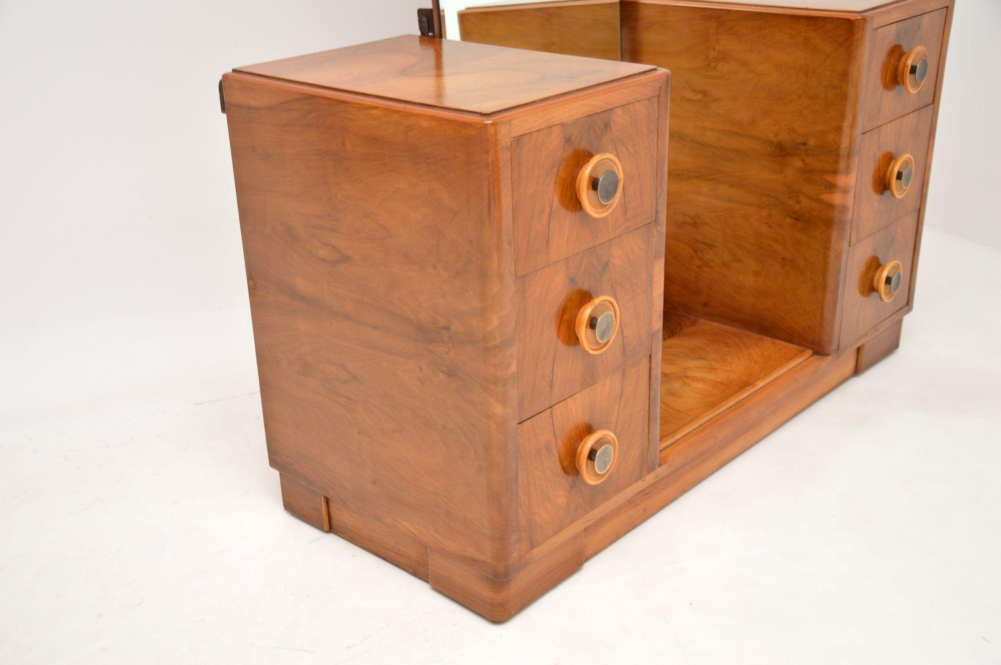 Early 20th Century 1920's Art Deco Walnut Dressing Table For Sale