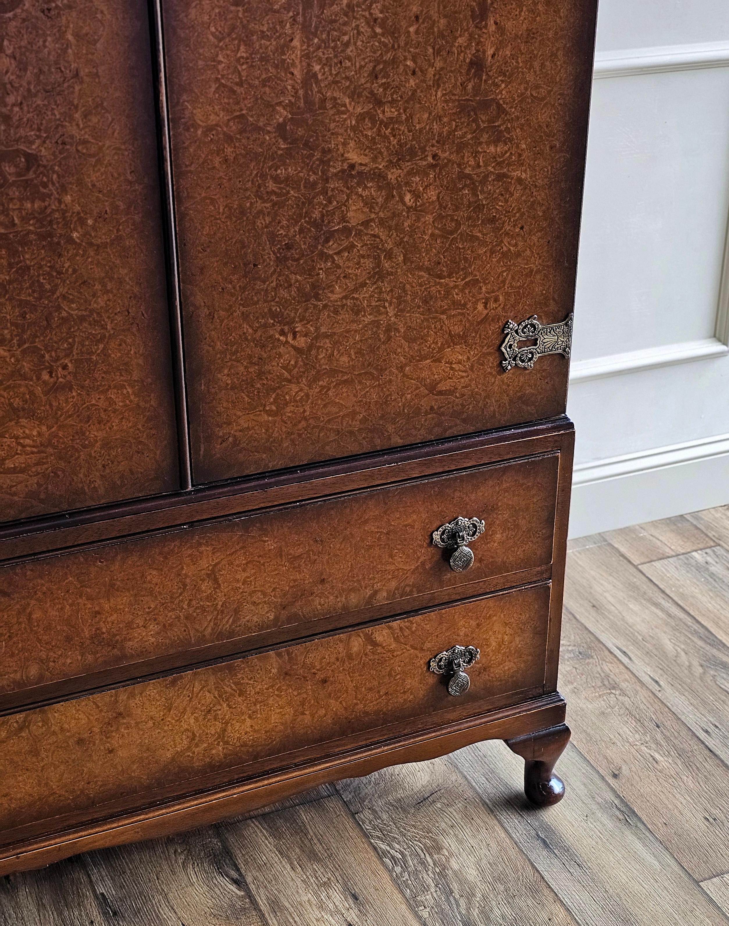 Veneer 1920s Art Deco Walnut English Wardrobe