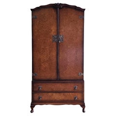 Antique 1920s Art Deco Walnut English Wardrobe