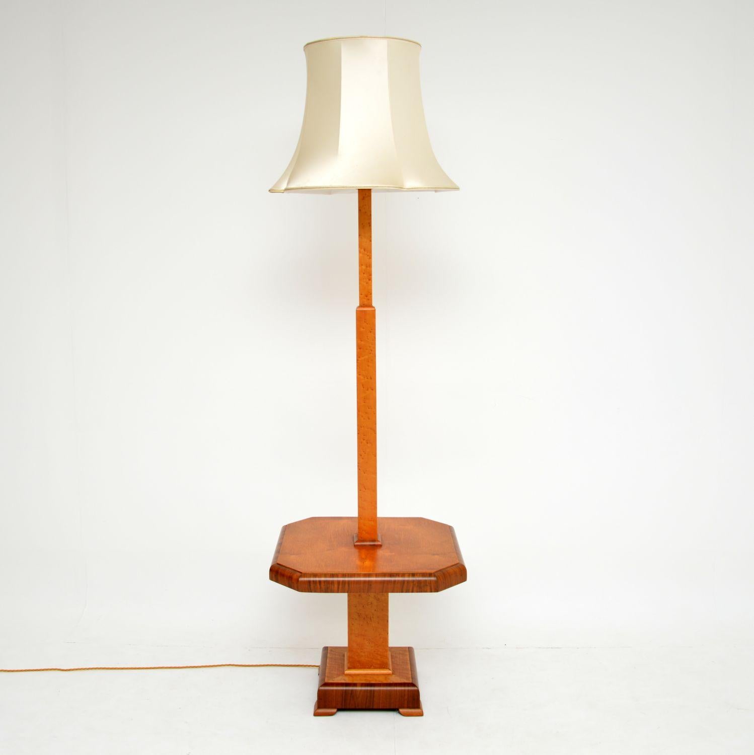 A stunning original vintage Art Deco period lamp stand with a built in table. This useful item was beautifully made from walnut and burr elm, it dates from the 1920-30’s. It is in superb condition, we have had the frame stripped and re-polished to a