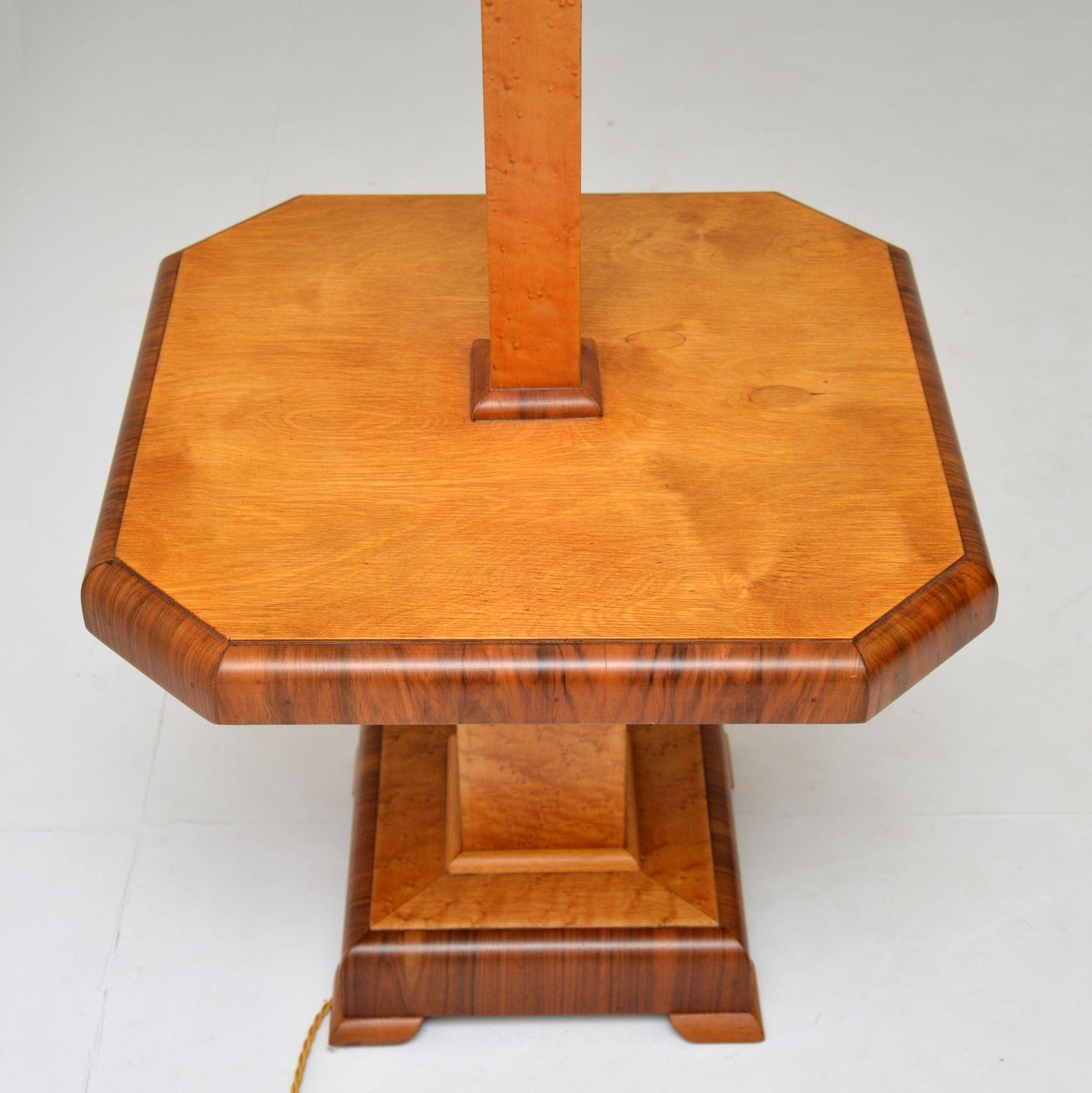 1920's Art Deco Walnut & Maple Lamp / Side Table In Good Condition In London, GB