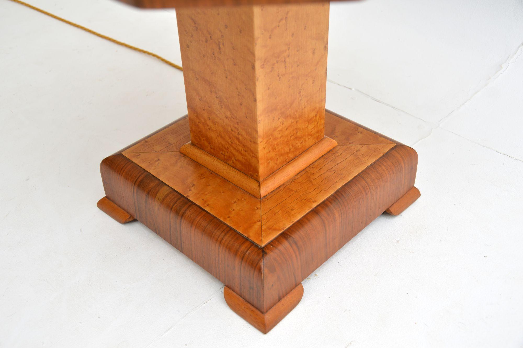 Elm 1920's Art Deco Walnut & Maple Lamp / Side Table