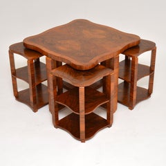 1920s Art Deco Walnut Nesting Coffee Table