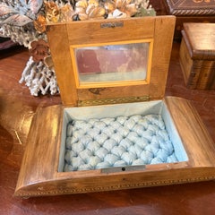 Boîte à bijoux italienne des années 1920, de style Art déco et néoclassique, en bois marqueté