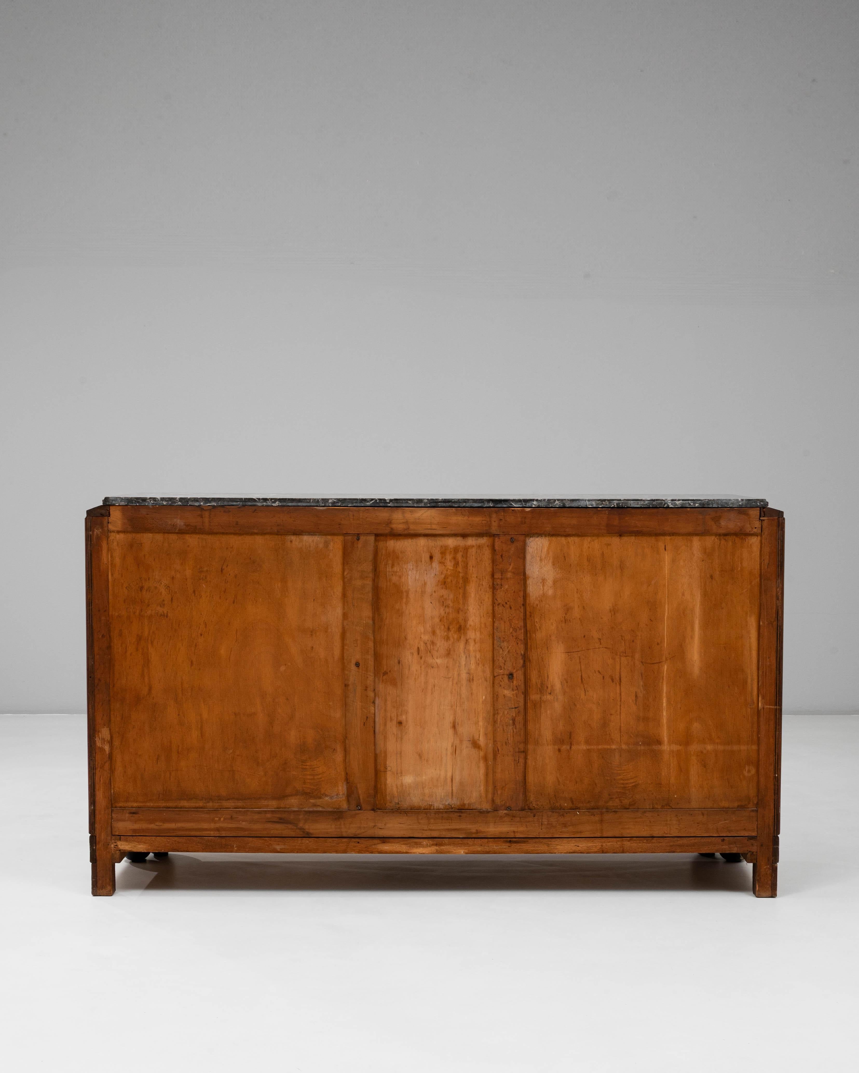 1920s Art Deco Wooden Sideboard with Marble Top en venta 6