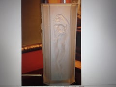 1920's Art DecoFrosted Art Glass Female Nude Relief Accent Table Lamp