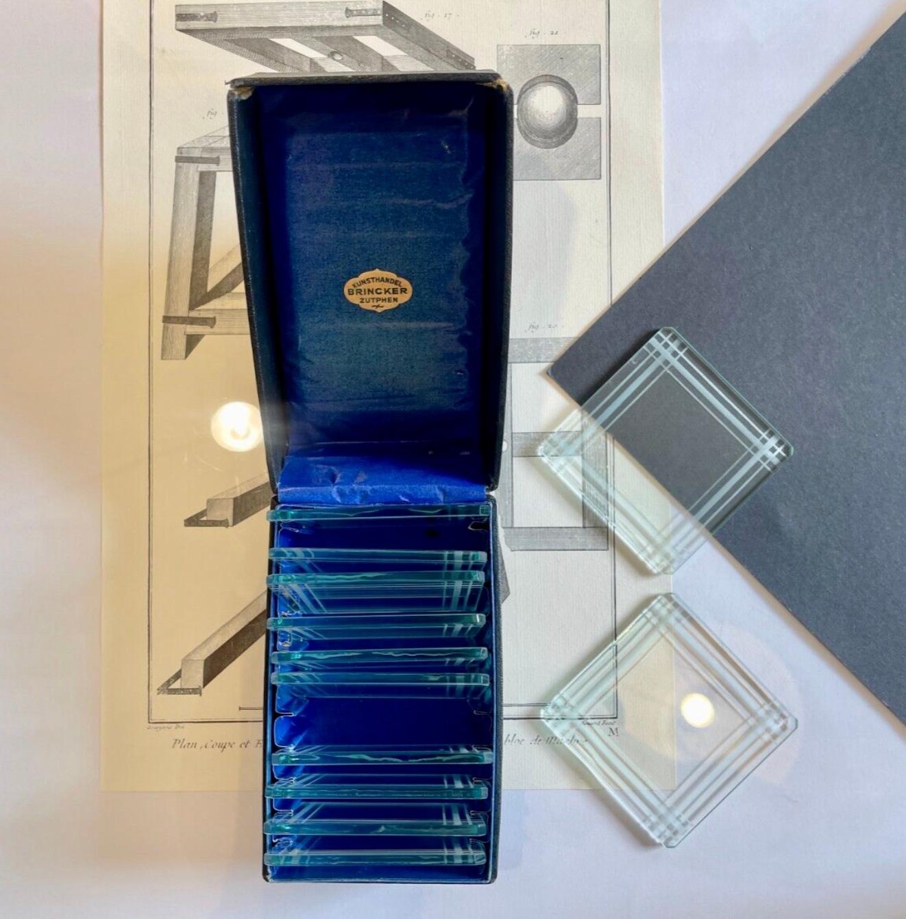 Art Deco 1920s Art Deko Square Cut Glass Coasters 12x by Brincker, Netherlands