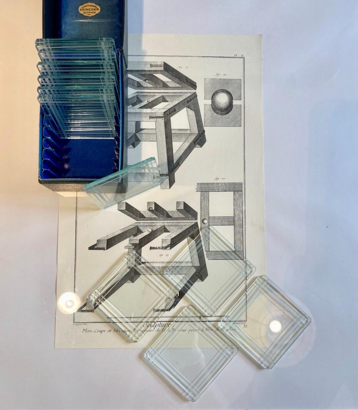 Hand-Crafted 1920s Art Deko Square Cut Glass Coasters 12x by Brincker, Netherlands