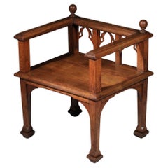 1920s Art Nouveau armchair with Gothic decoration in wood
