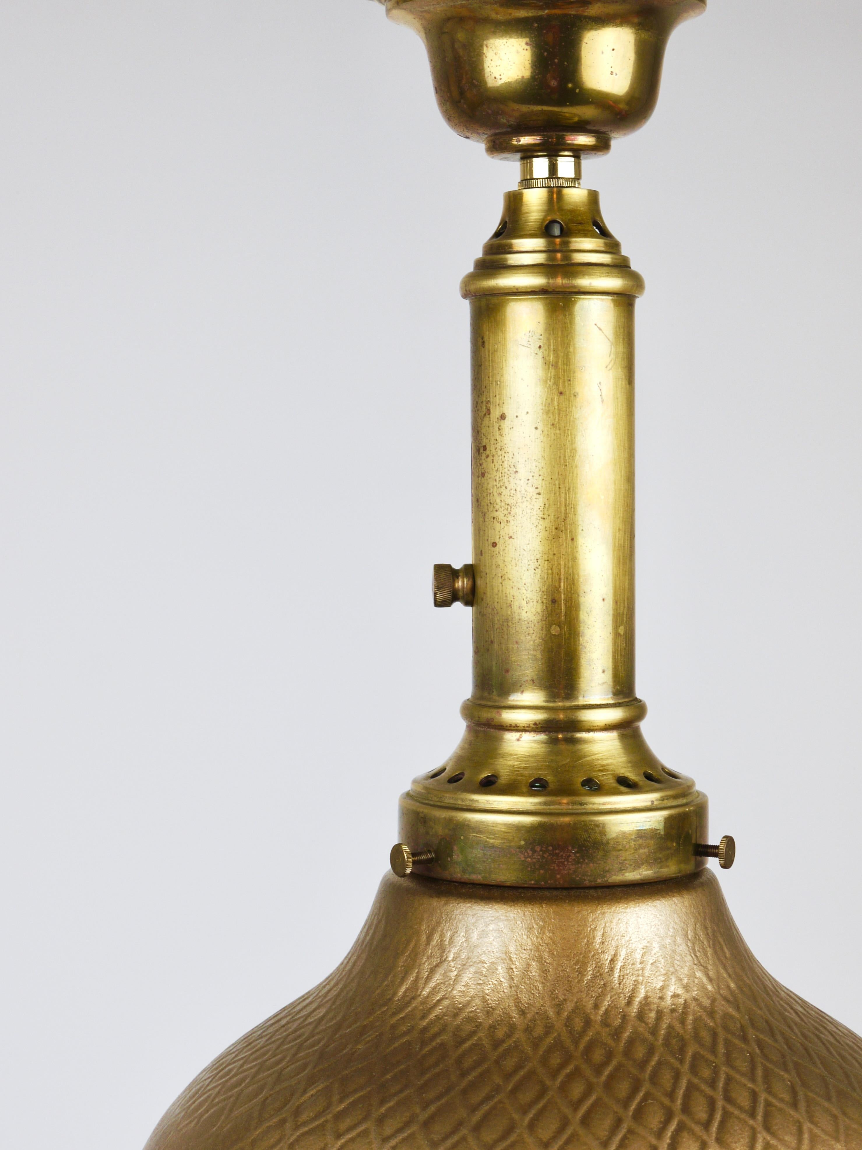 Lámpara colgante de latón y cristal Art Nouveau de los años 20, Jena, Alemania en venta 12