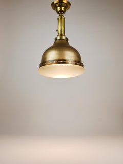 1920s Art Nouveau Brass & Glass Pendant Lamp, Ceiling Light, Jena, Germany