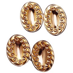 1920s Art Nouveau Double-Sided Gold Cufflinks