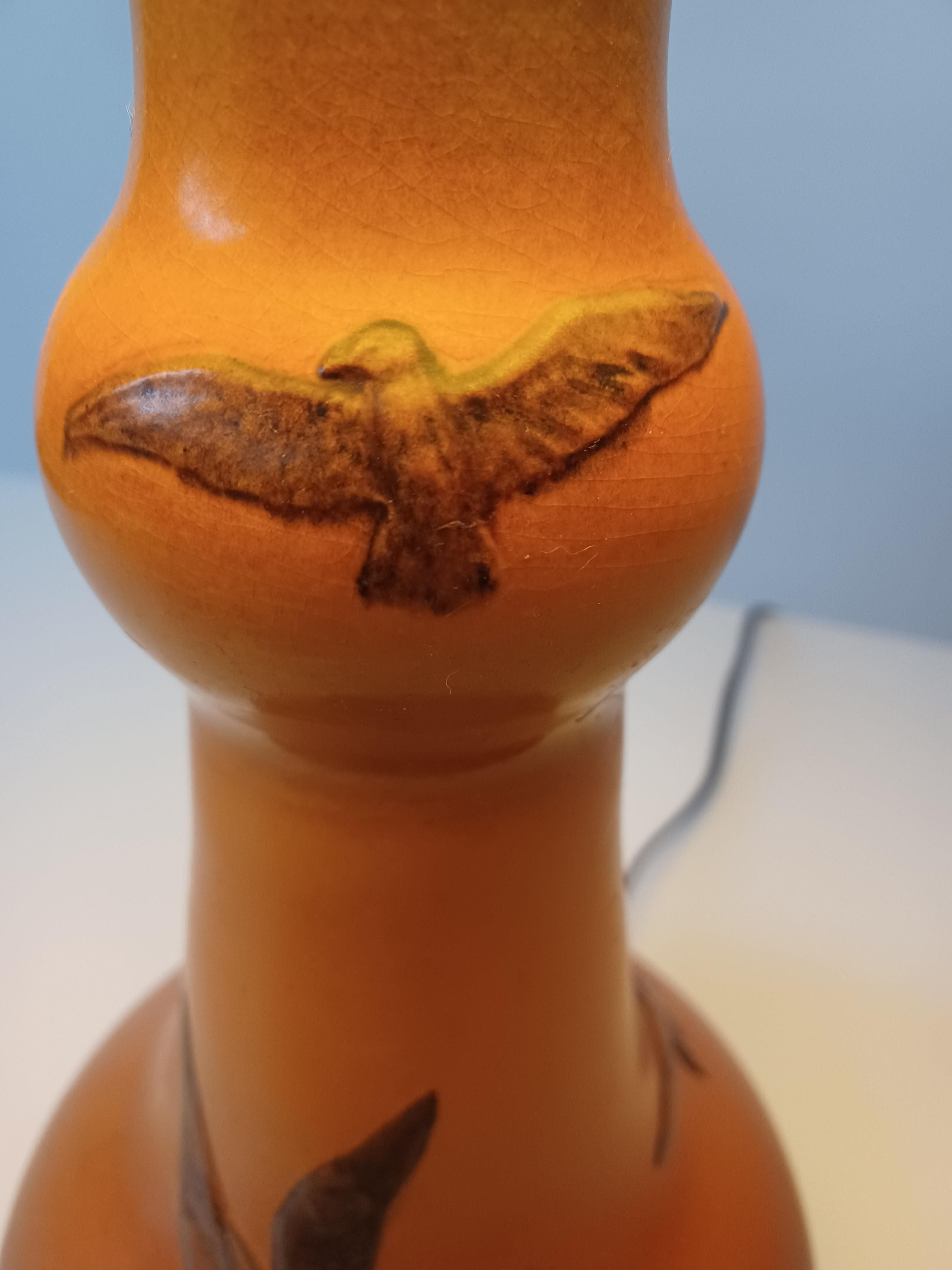 Céramique Lampe de table mouette Art nouveau des années 1920, réalisée à la main par West pour P. Ipsens Enke en vente