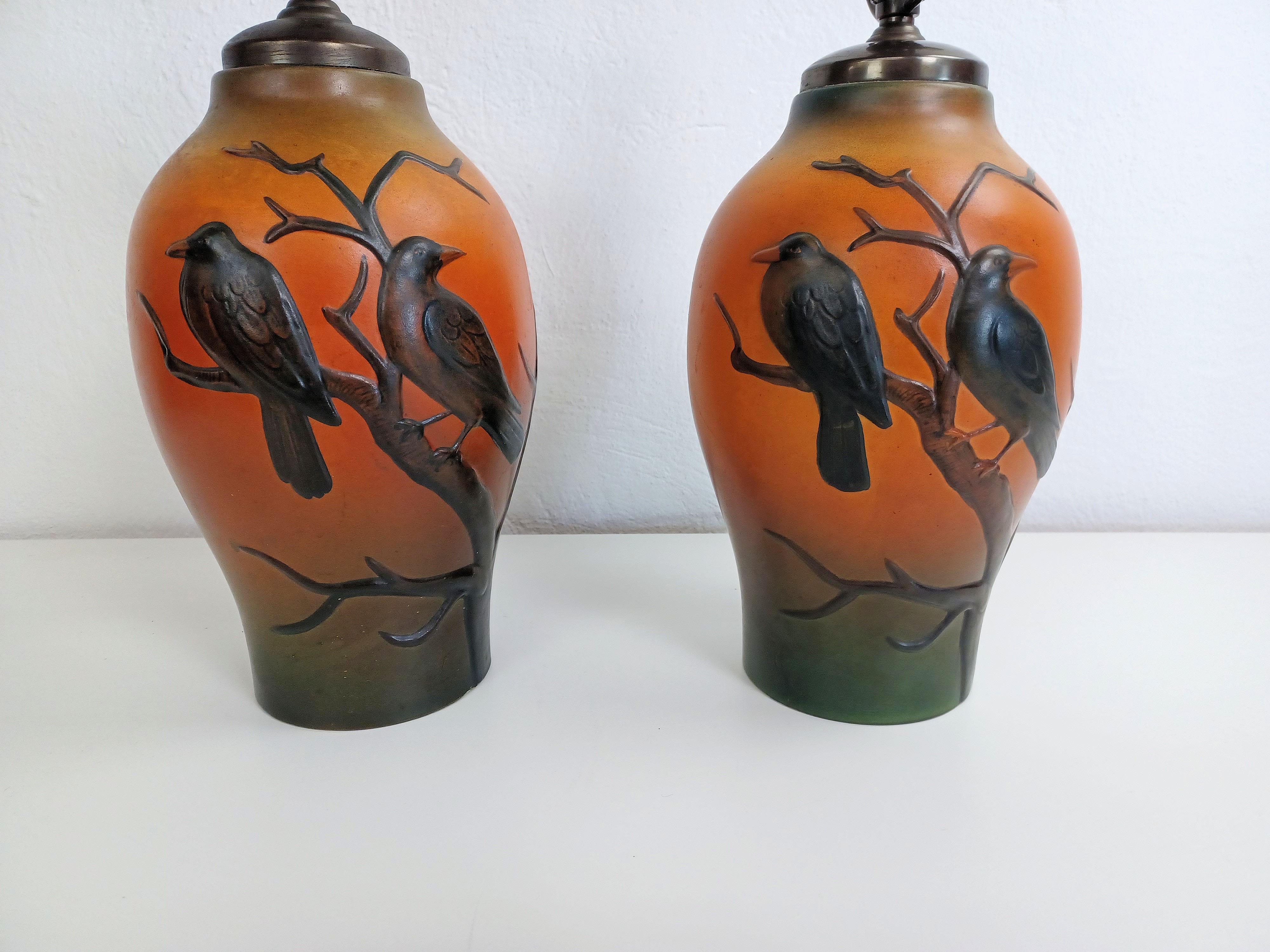 Conjunto de dos lámparas de sobremesa de estilo Art Nouveau de 1920, realizadas a mano por Georg Thylstrup para P. Ipsens Enke

Las lámparas de mesa art nouveau artesanales fueron diseñadas por Georg Thylstrup en 1927 y presentan  dos cangrejos