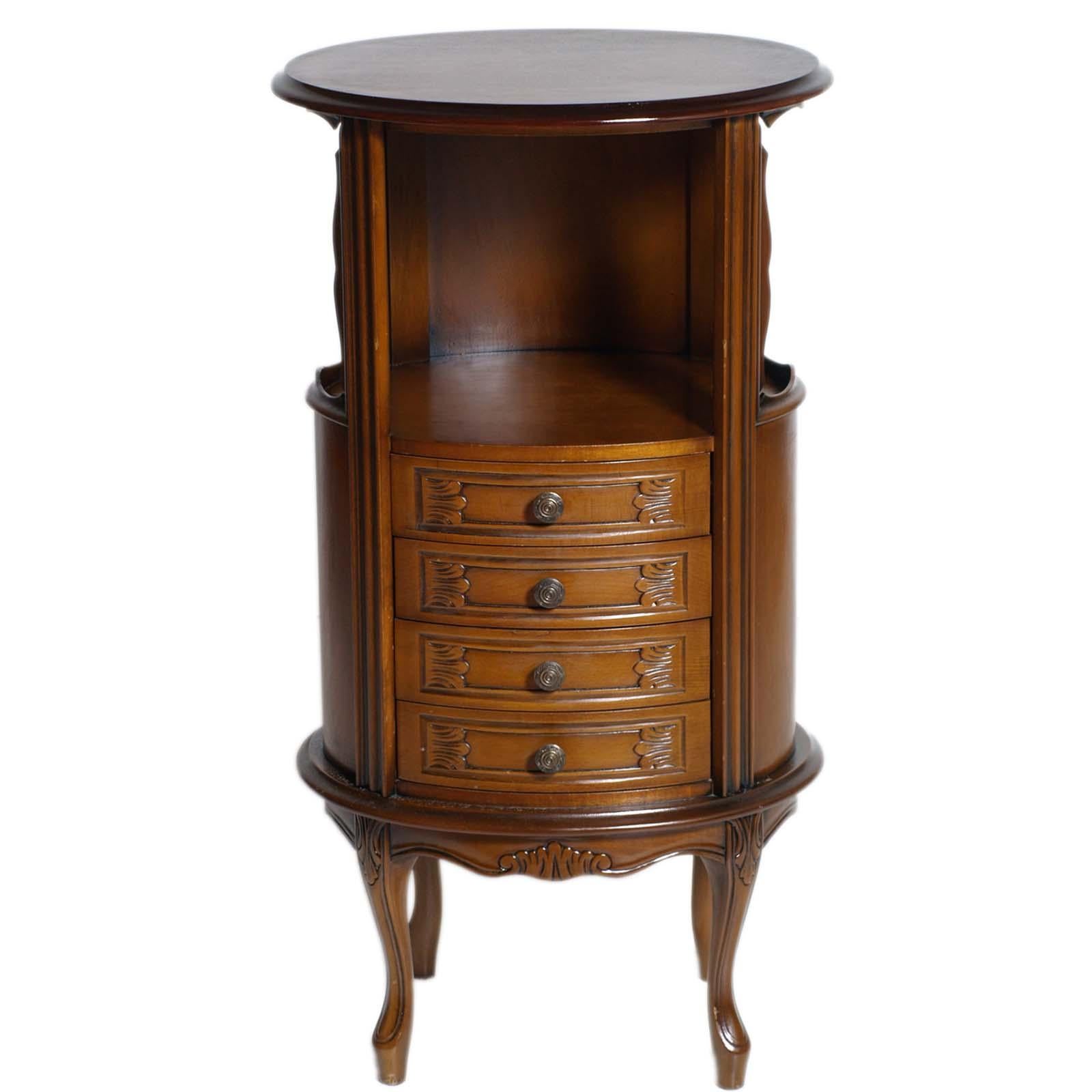Mobile ovale lombardo in stile Art Nouveau degli anni '20, comodino con 4 cassetti, lucidato a cera In condizioni buone in vendita a Vigonza, Padua