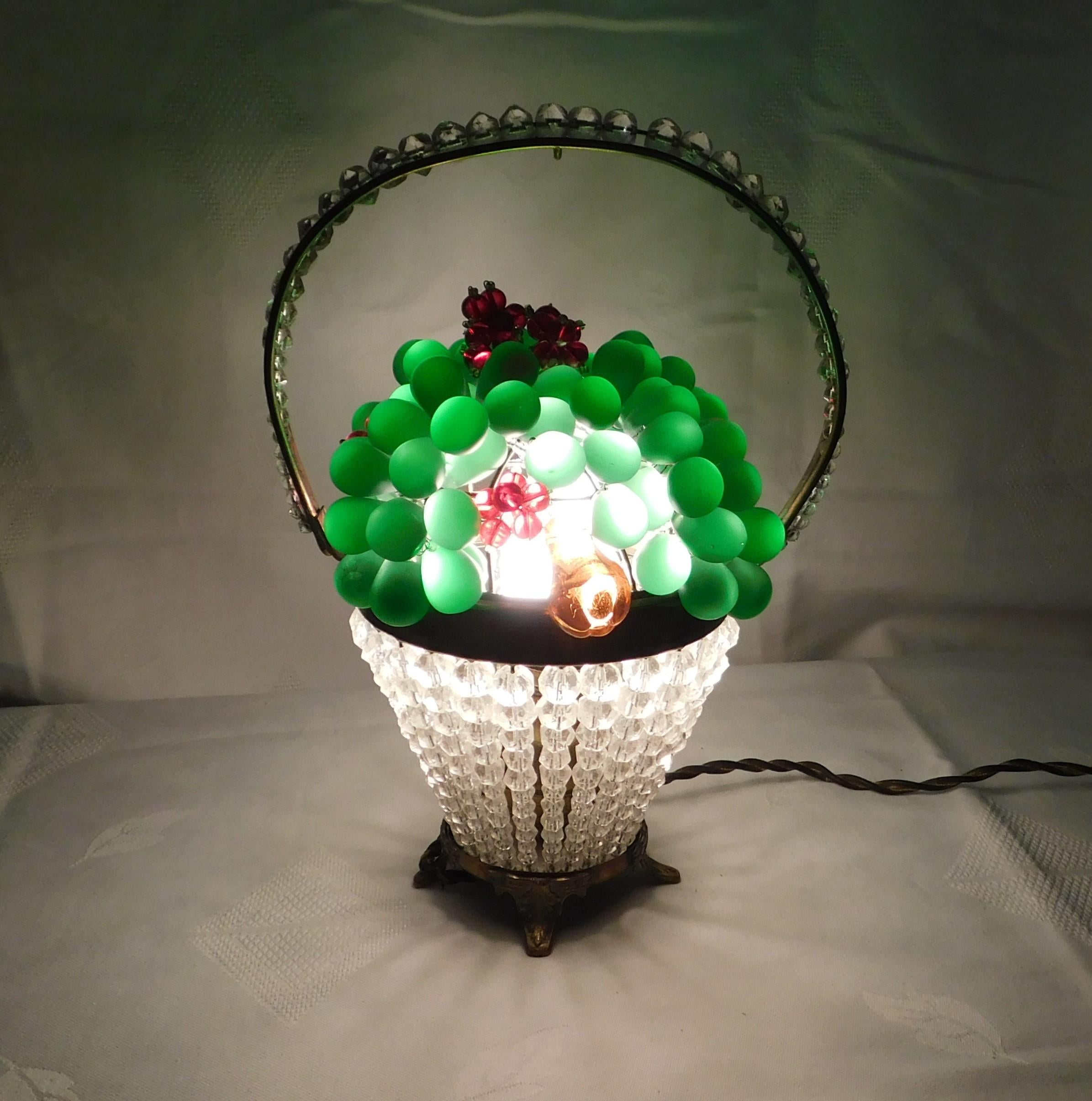 Early 20th Century 1920s Art Novena Czechoslovakian Colored Glass Table Lamp