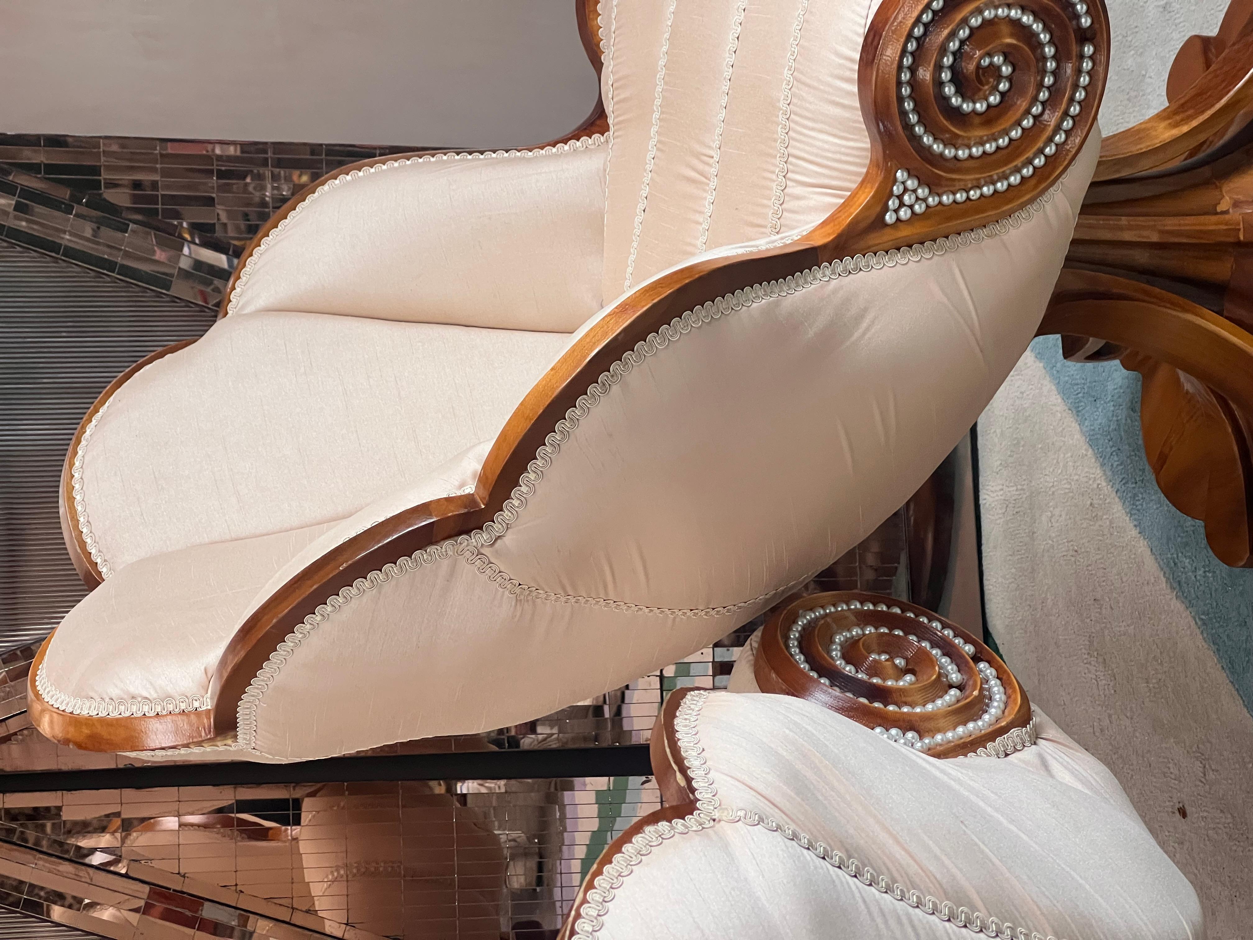 Italian 1920s Artdeco walnut shell armchairs  For Sale