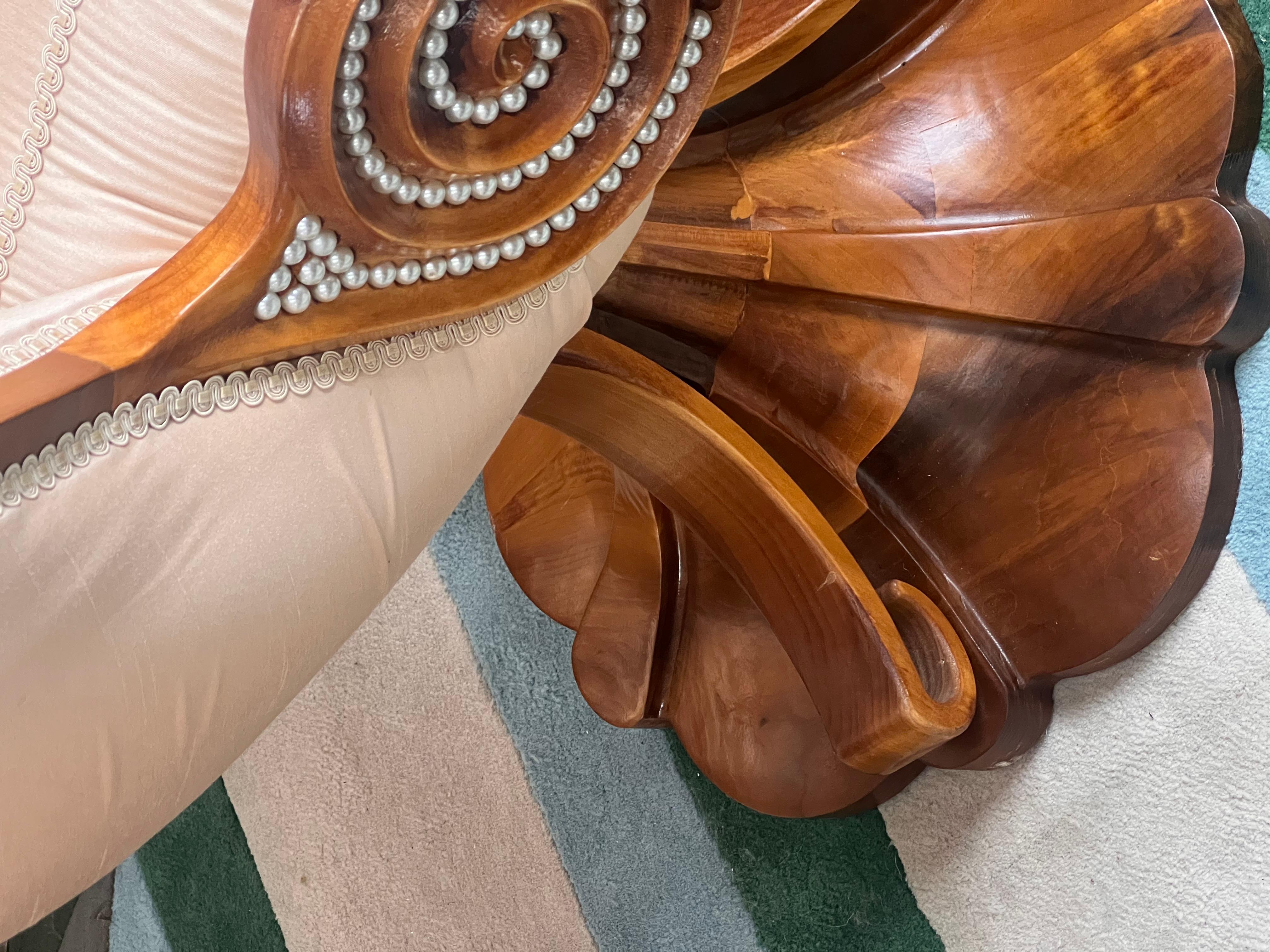 Hand-Carved 1920s Artdeco walnut shell armchairs  For Sale