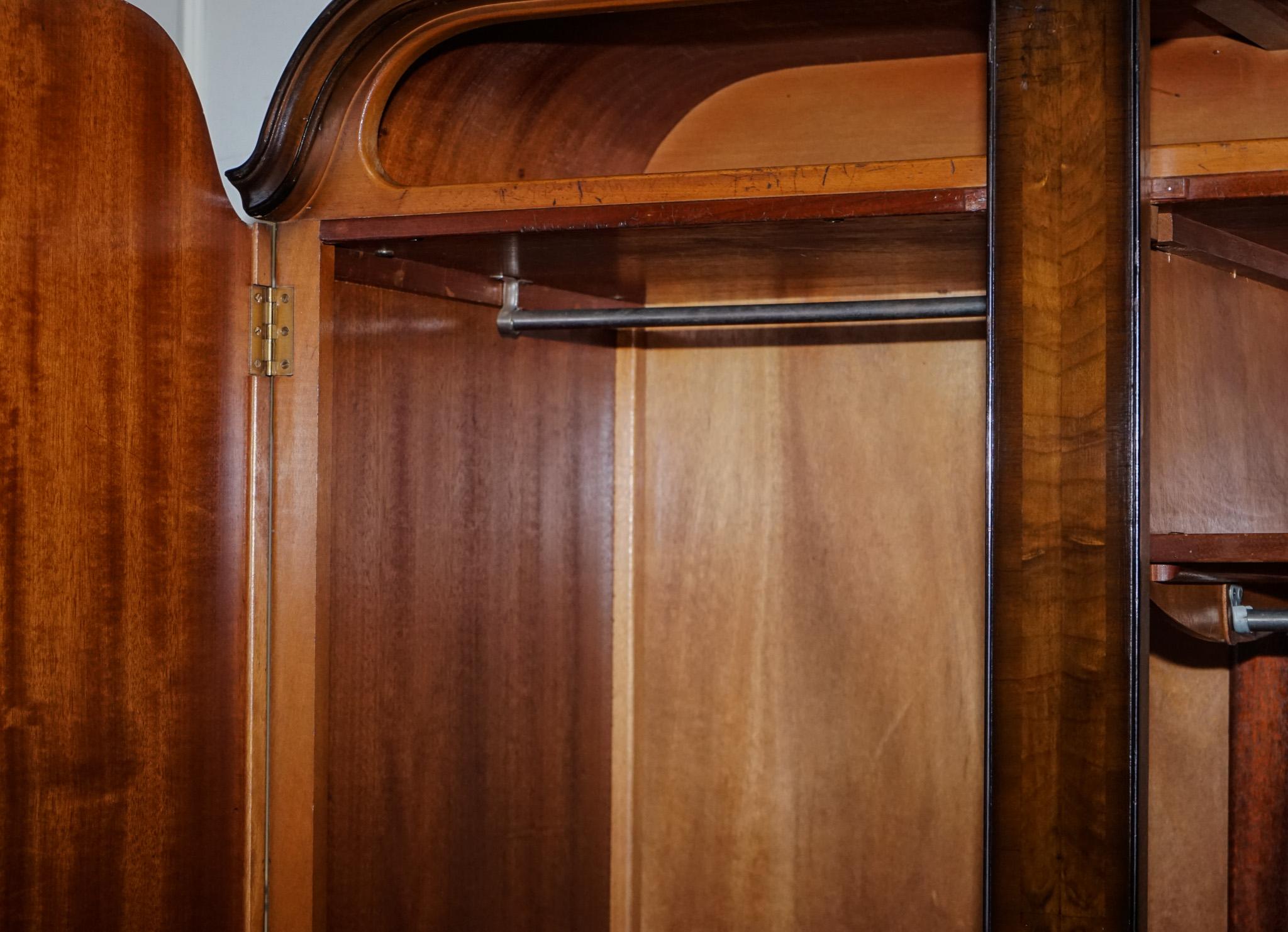 1920s ARTO DECO TWO DOOR BURR WALNUT WARDROBE MADE BY MAPLE & CO 4