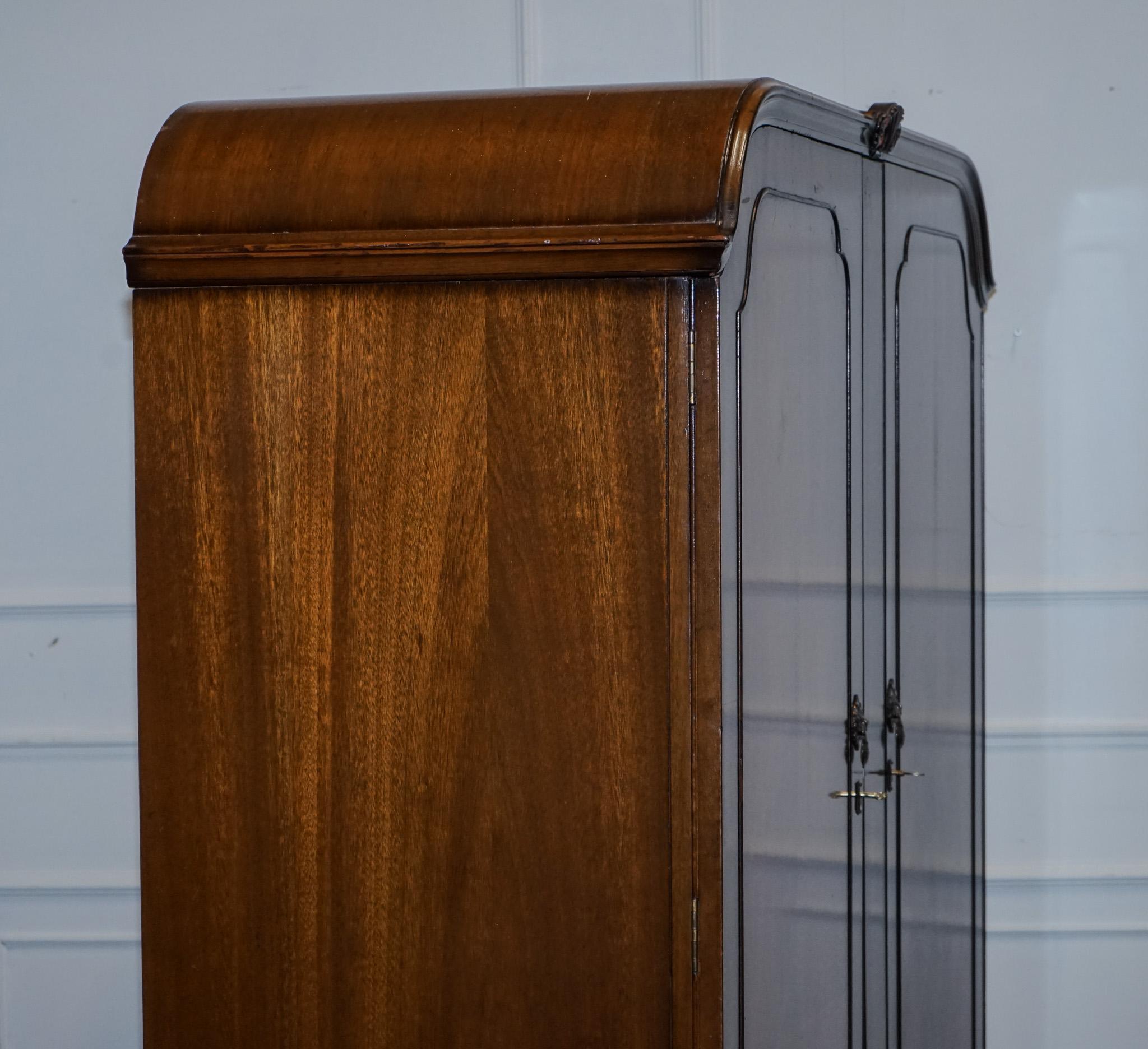 1920s ARTO DECO TWO DOOR BURR WALNUT WARDROBE MADE BY MAPLE & CO 7