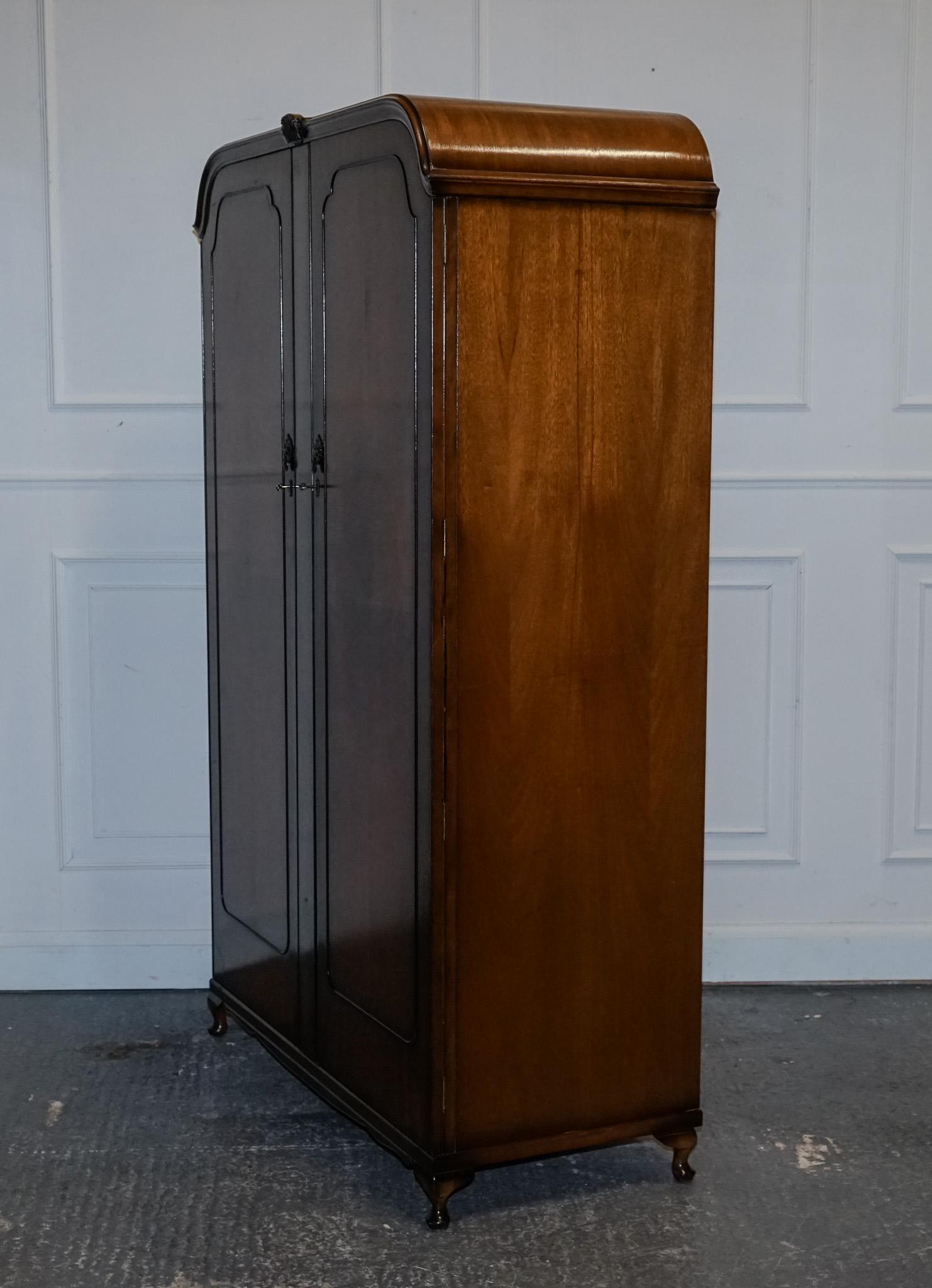 1920s ARTO DECO TWO DOOR BURR WALNUT WARDROBE MADE BY MAPLE & CO 9
