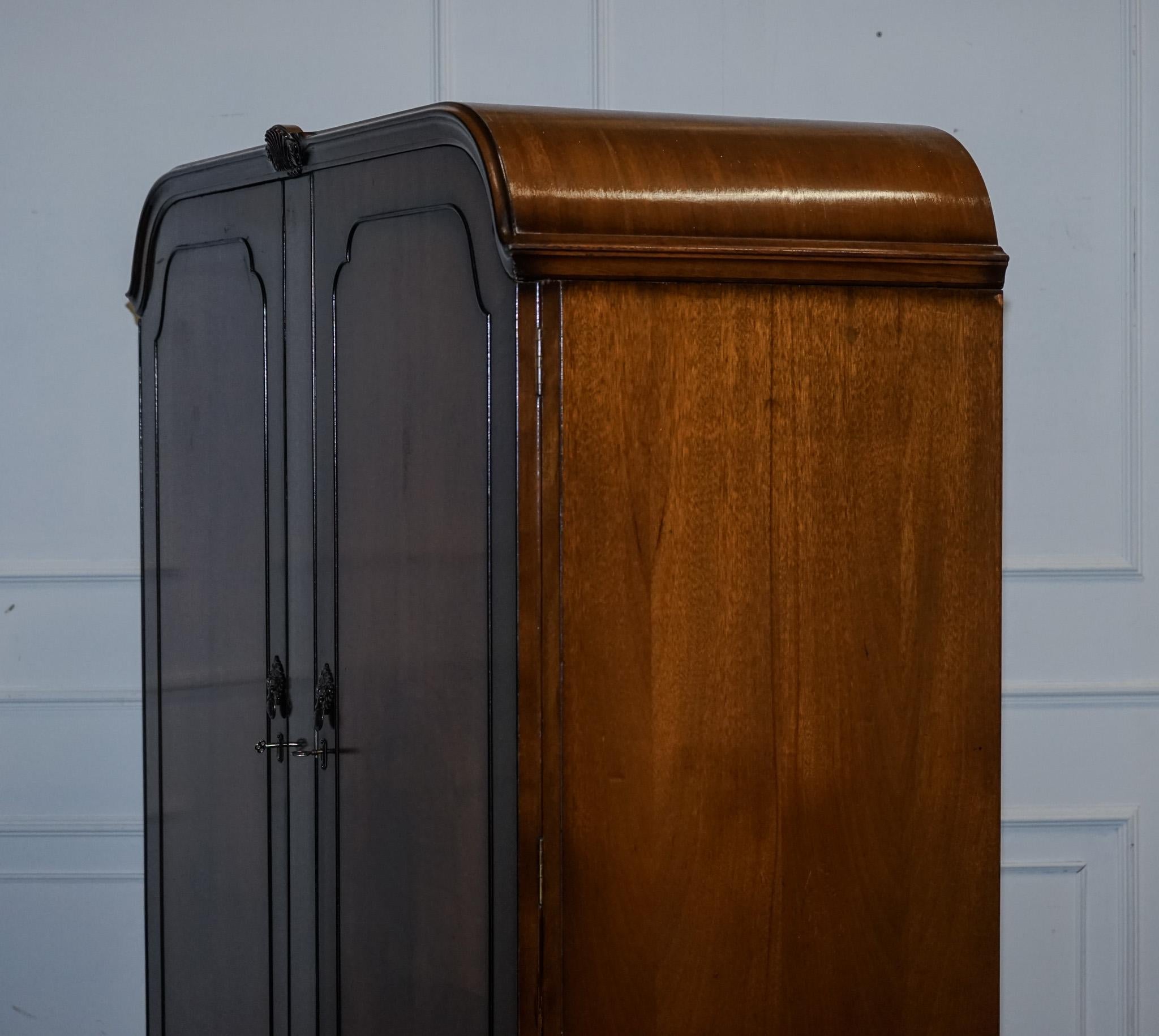1920s ARTO DECO TWO DOOR BURR WALNUT WARDROBE MADE BY MAPLE & CO 10