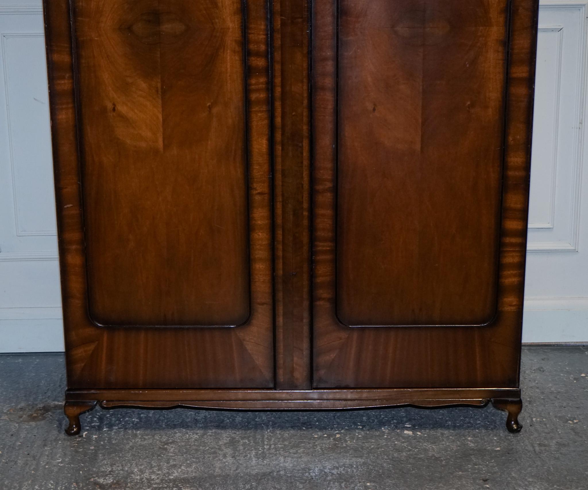 20th Century 1920s ARTO DECO TWO DOOR BURR WALNUT WARDROBE MADE BY MAPLE & CO