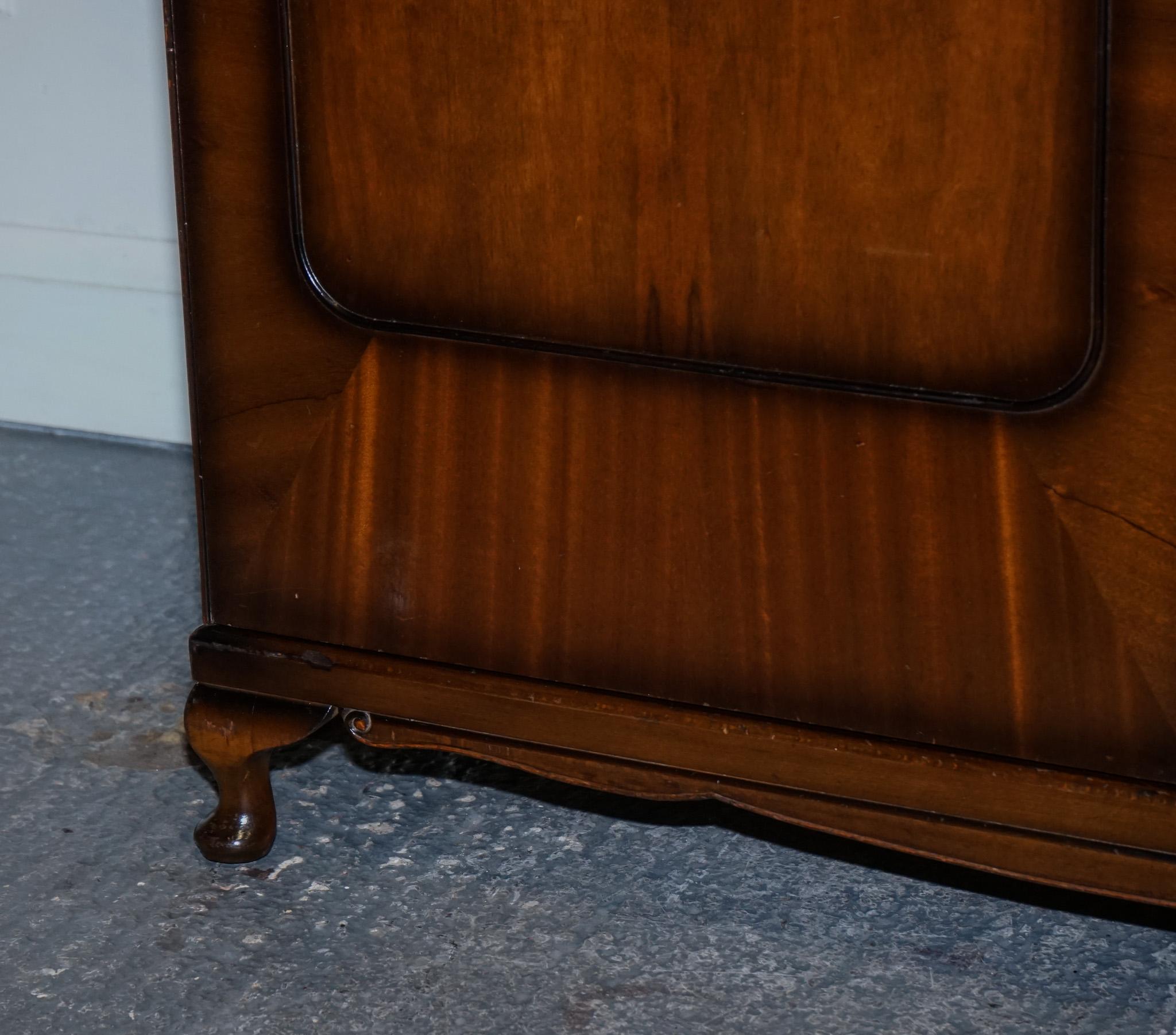 Hardwood 1920s ARTO DECO TWO DOOR BURR WALNUT WARDROBE MADE BY MAPLE & CO