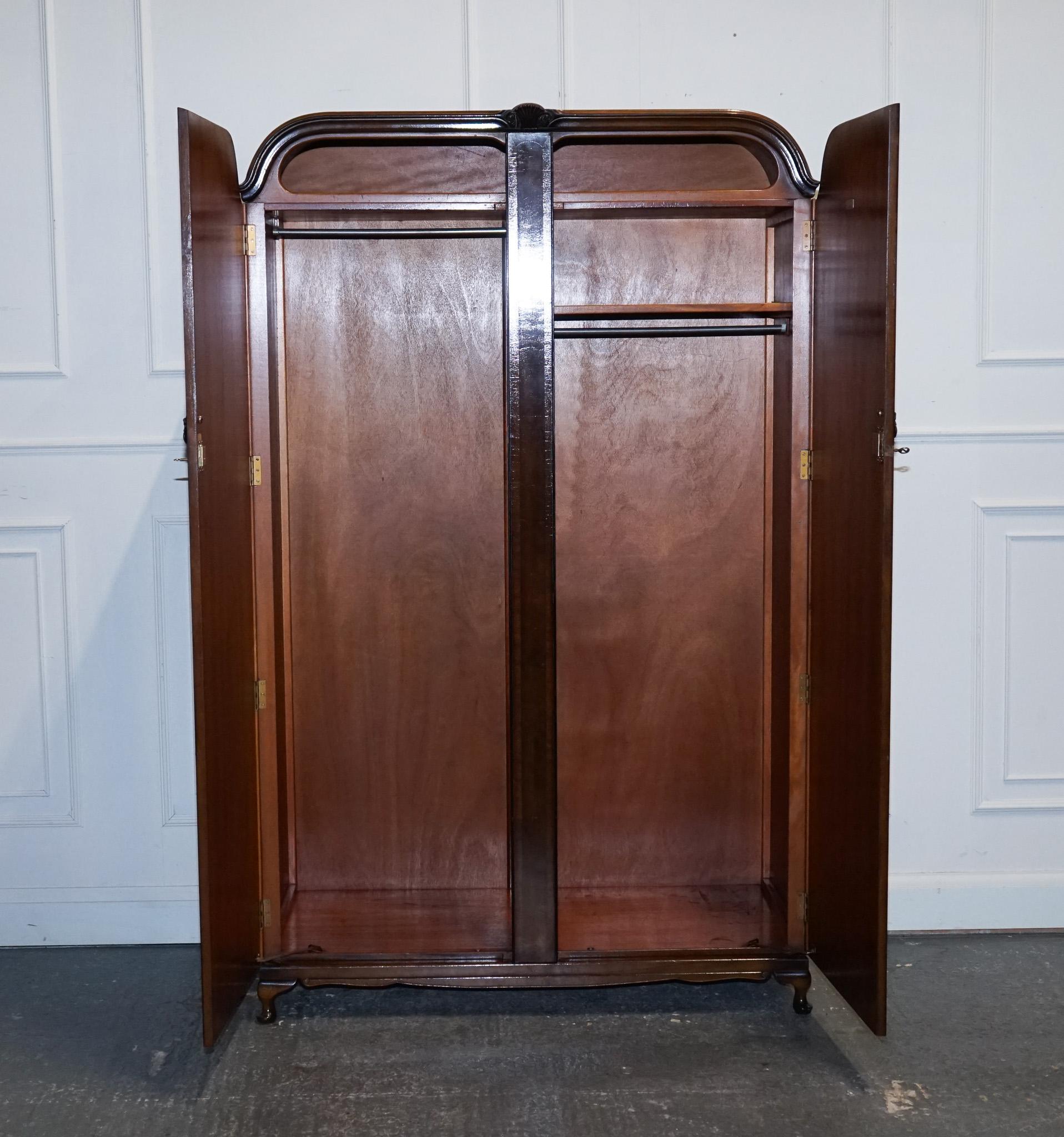 1920s ARTO DECO TWO DOOR BURR WALNUT WARDROBE MADE BY MAPLE & CO 2