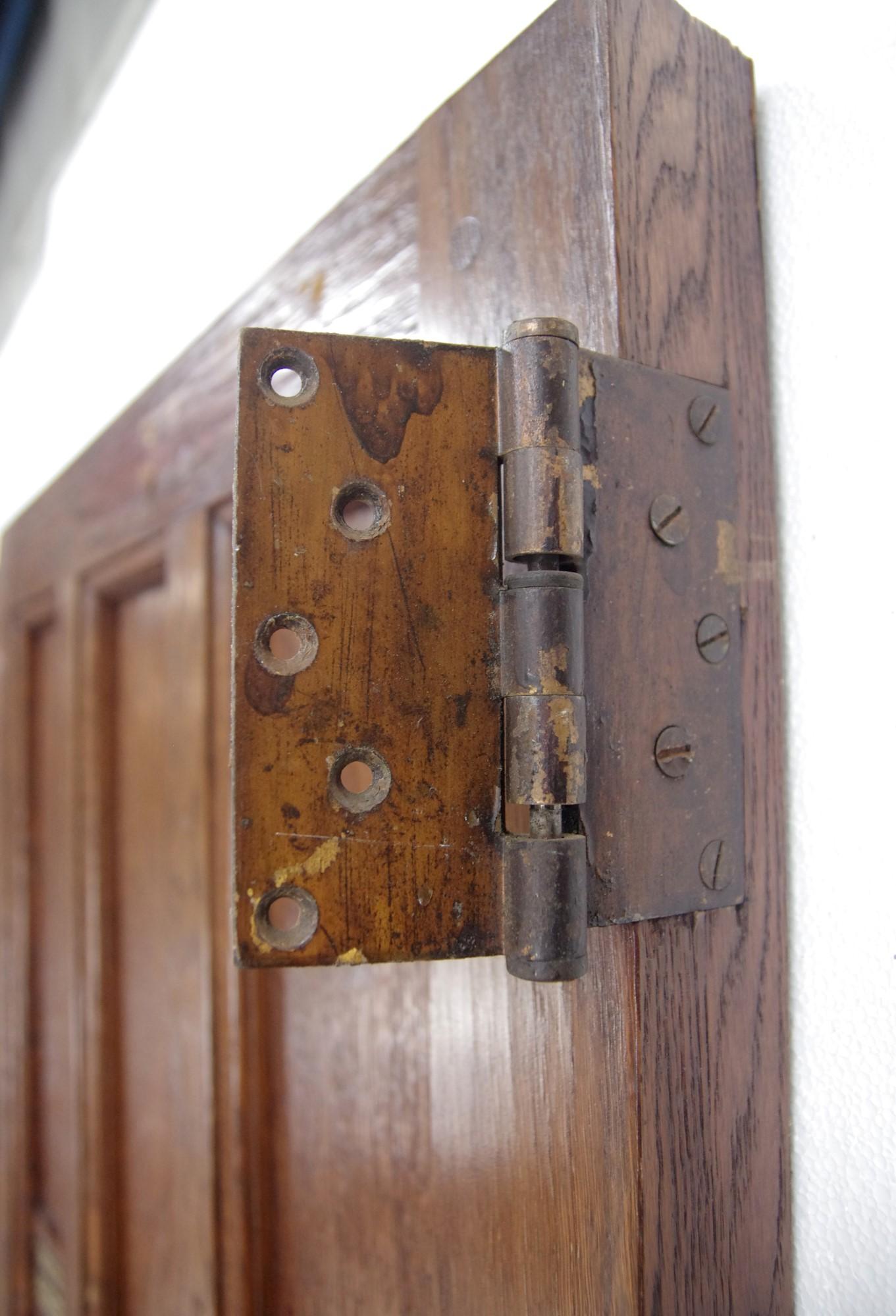 Wood 1920s Arts & Crafts Chestnut Privacy Door 9 Panel