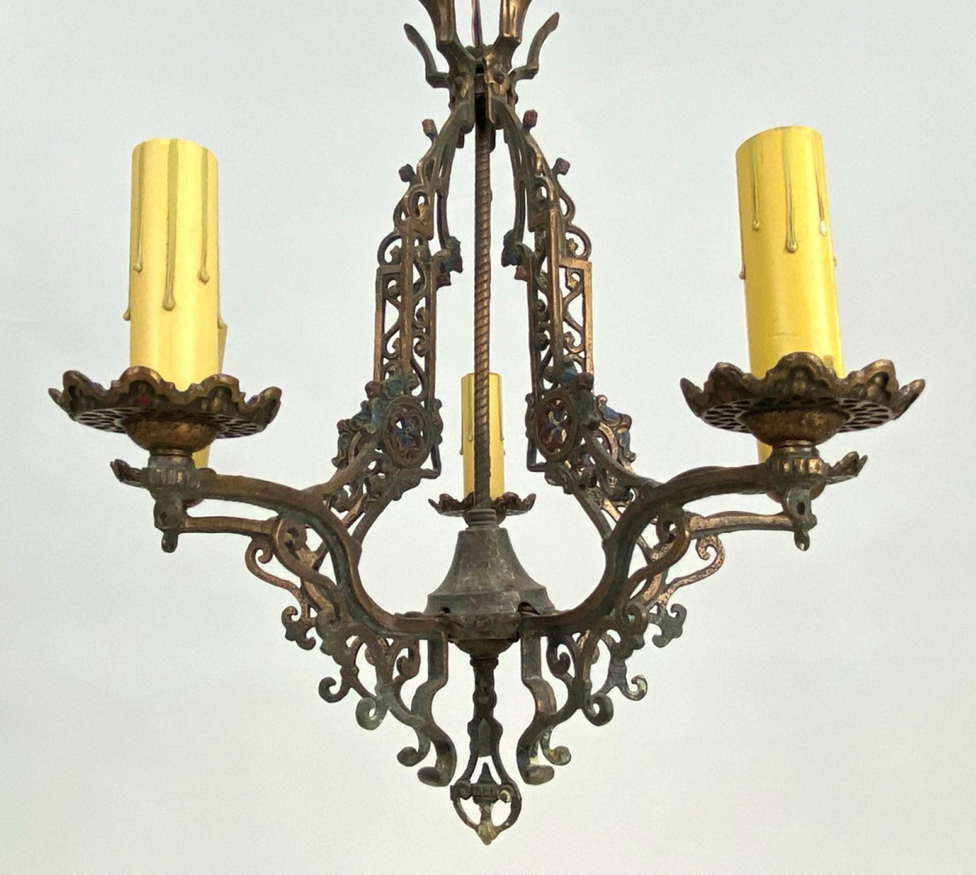 small bronze shallow 6 arm french chandelier