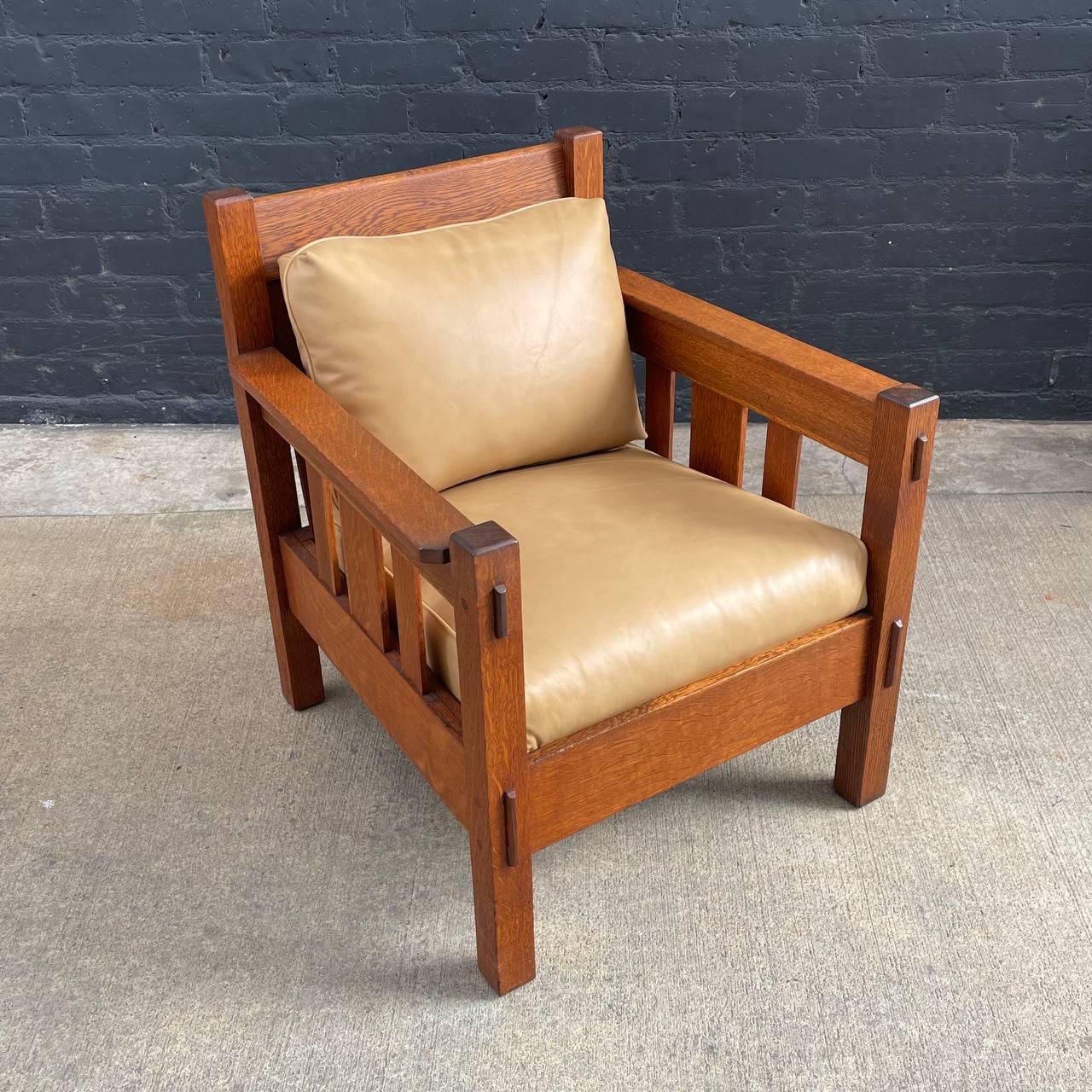 1920s Arts & Crafts Mission Oak & Leather Lounge Chair by Stickley
Maker: Stickley
Country: United States
Materials: Oak Wood, New Leather Upholstery
Condition: Newly Reupholstered
Style: Arts & Crafts
Year: 1920s
$4,500
Dimensions
34.50”H x