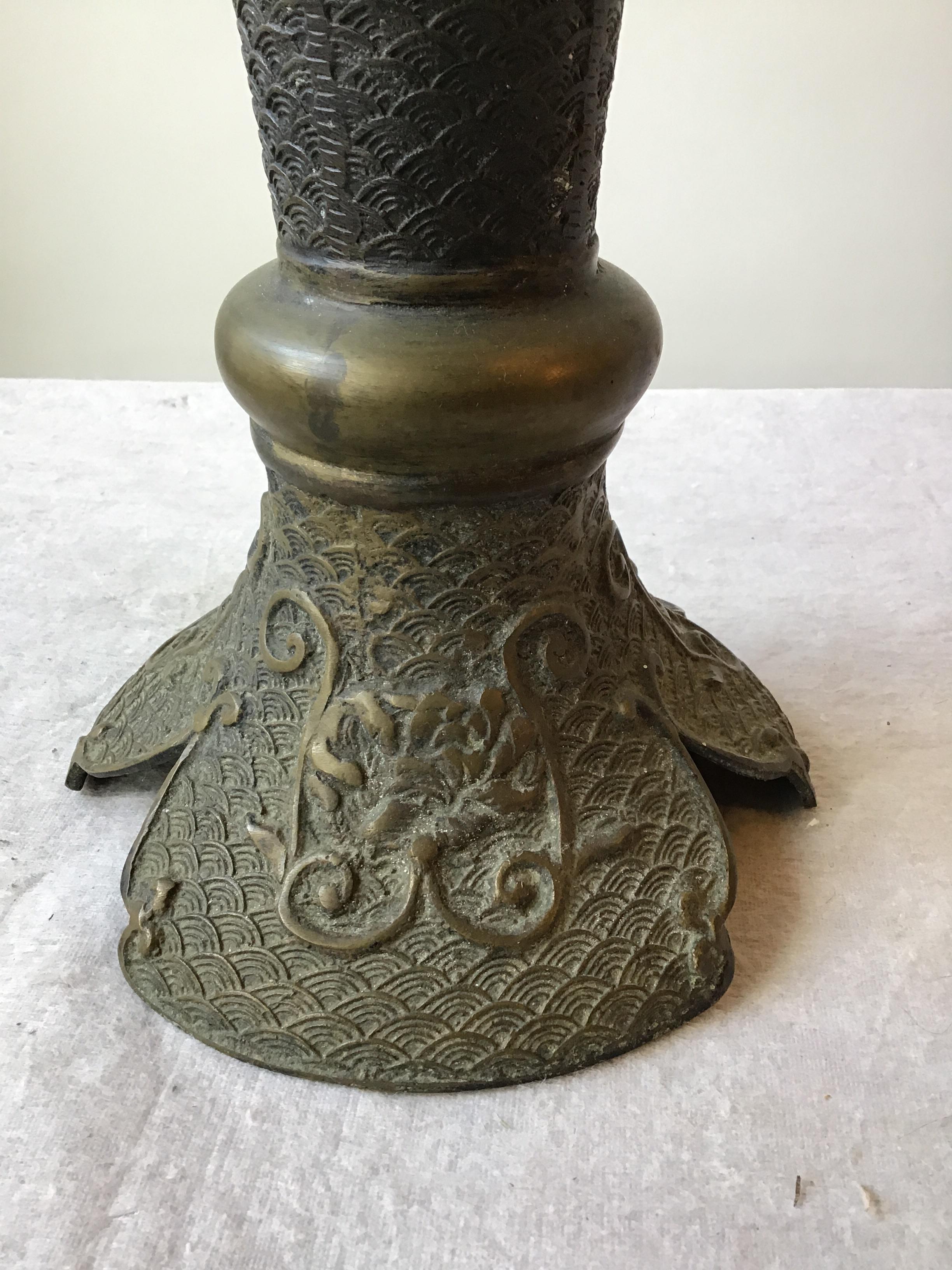 1920s Asian Bronze Table Lamp For Sale 4