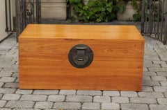 1920s Asian Camphor Wood Box with Traditional Lockset and Lateral Handles
