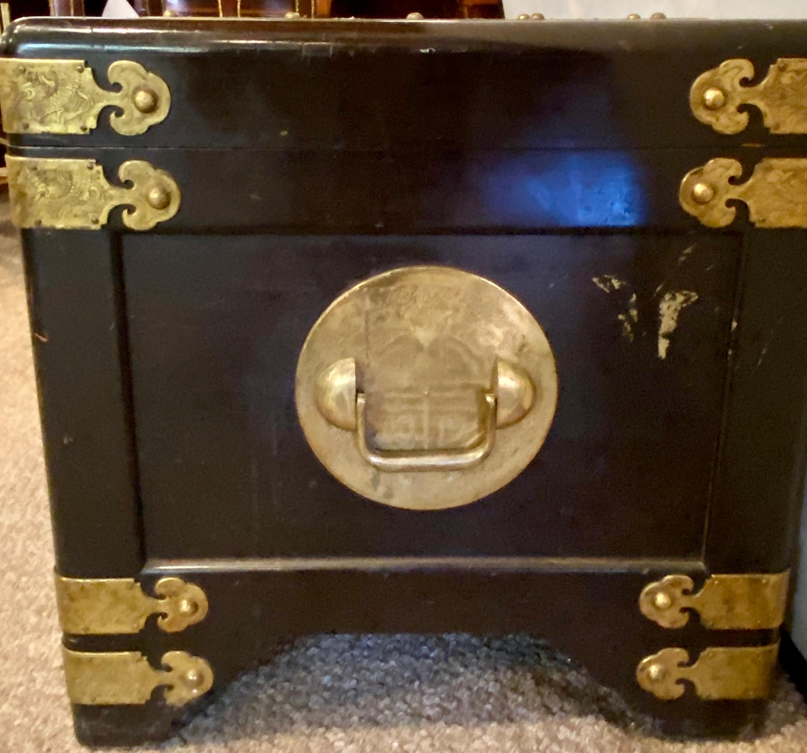 1920s Asian Dowry, Blanket or Storage Chest, Bronze Decorated J. L. George For Sale 2