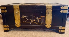 1920s Asian Dowry, Blanket or Storage Chest, Bronze Decorated J. L. George