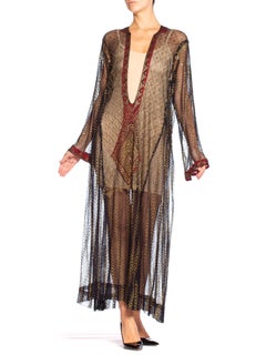 1920's Assuit Metal Work On Egyptian Cotton Net