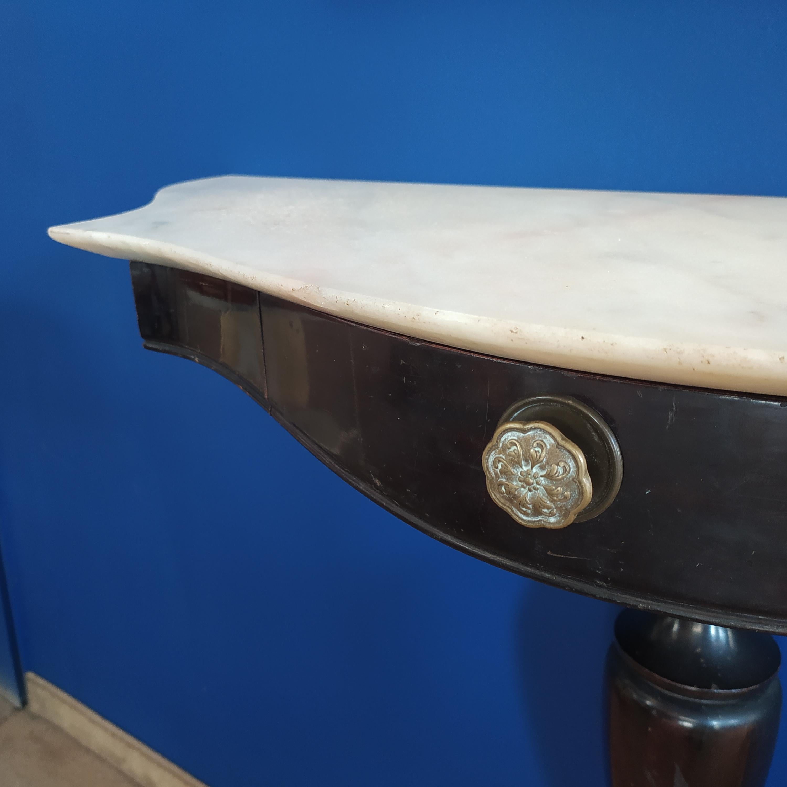 European 1920s Astonishing Console in Wood and Marble, Made in Italy For Sale