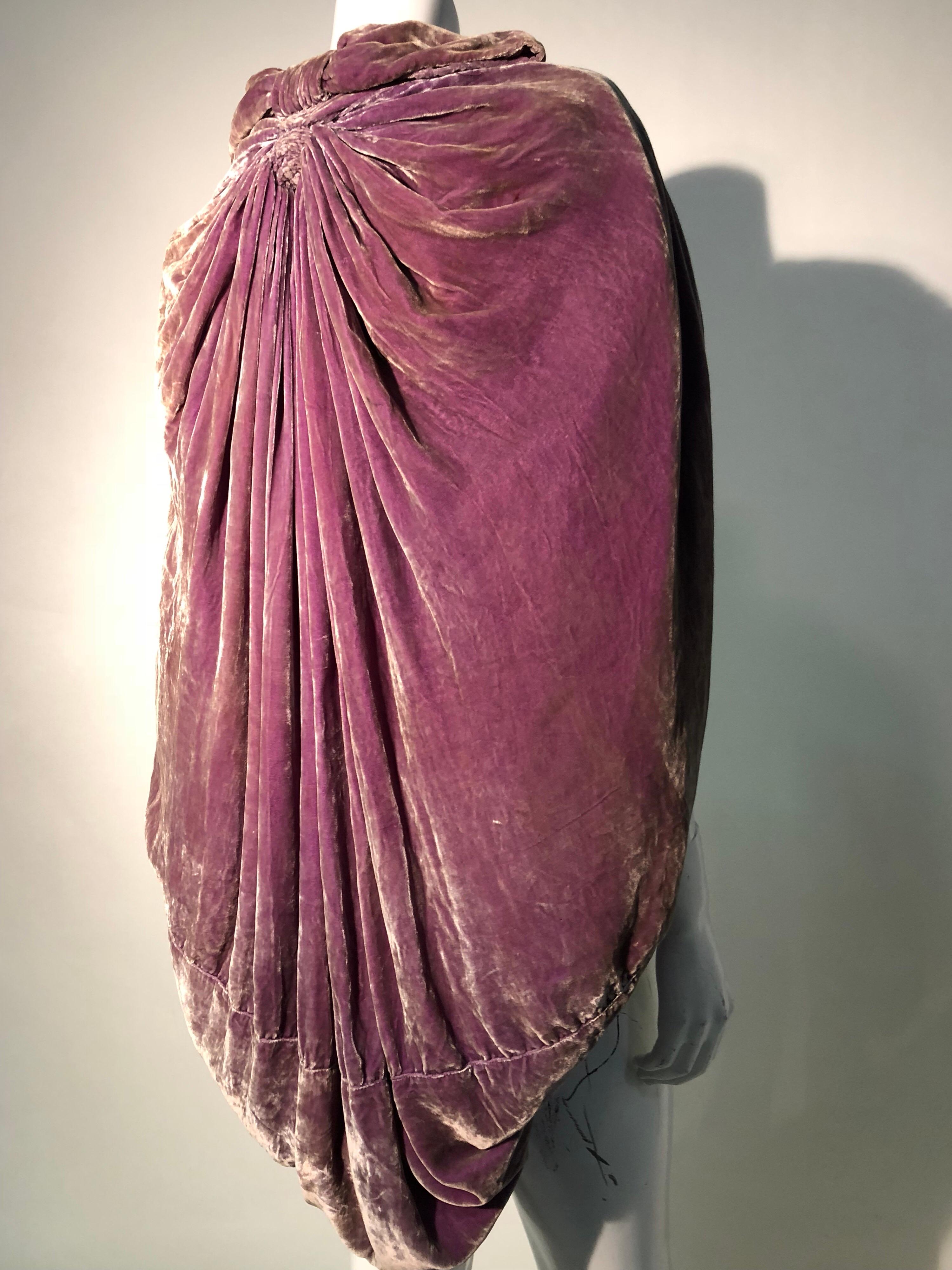 1920s Aubergine Silk Velvet Opera Cape - Redesigned by Torso Creations In Excellent Condition In Gresham, OR