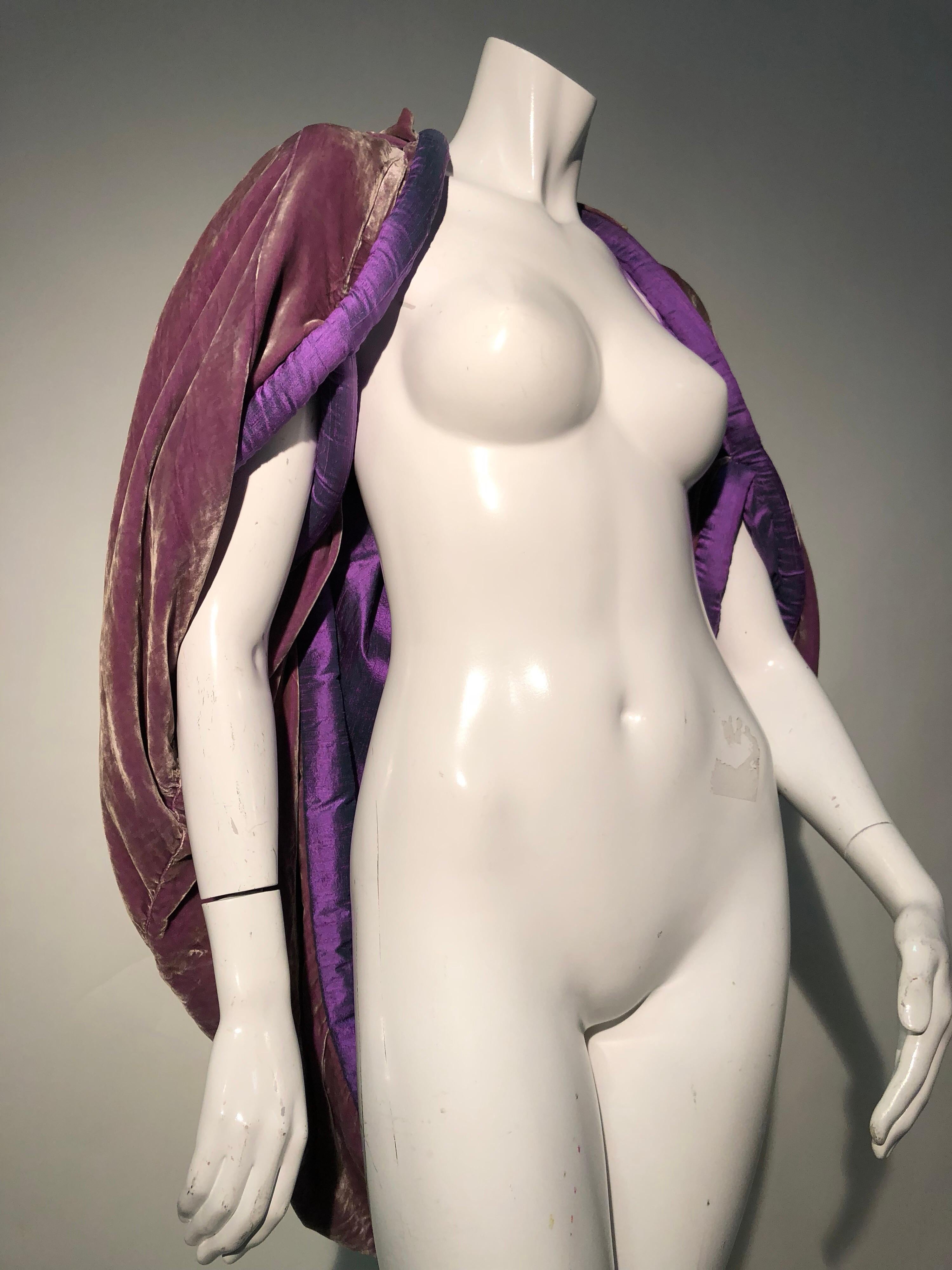 1920s Aubergine Silk Velvet Opera Cape - Redesigned by Torso Creations 2