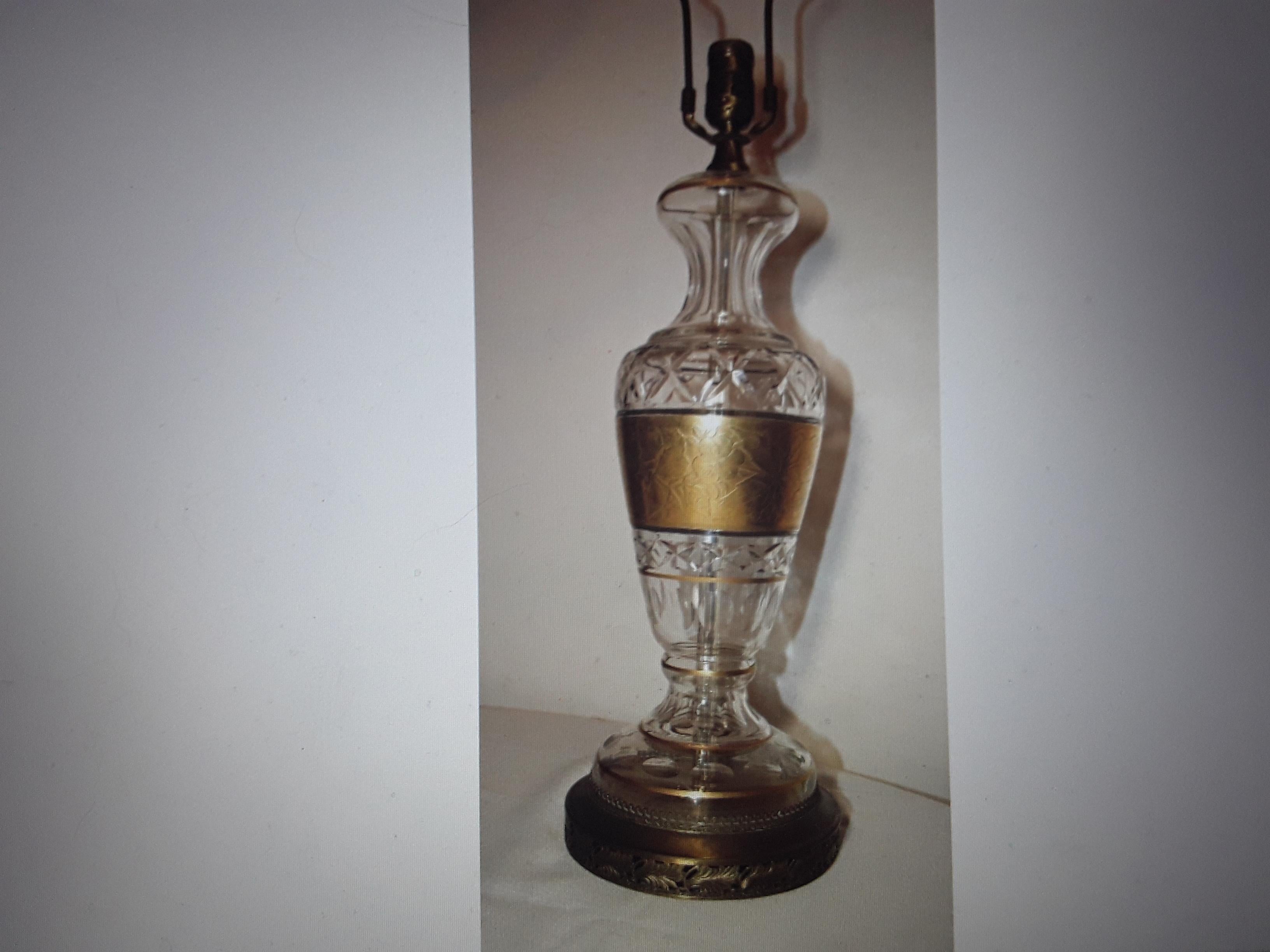 Lampe de bureau Art Déco autrichienne des années 1920 en cristal/or à bandes florales attribuée à Josef Hoffmann en vente 4